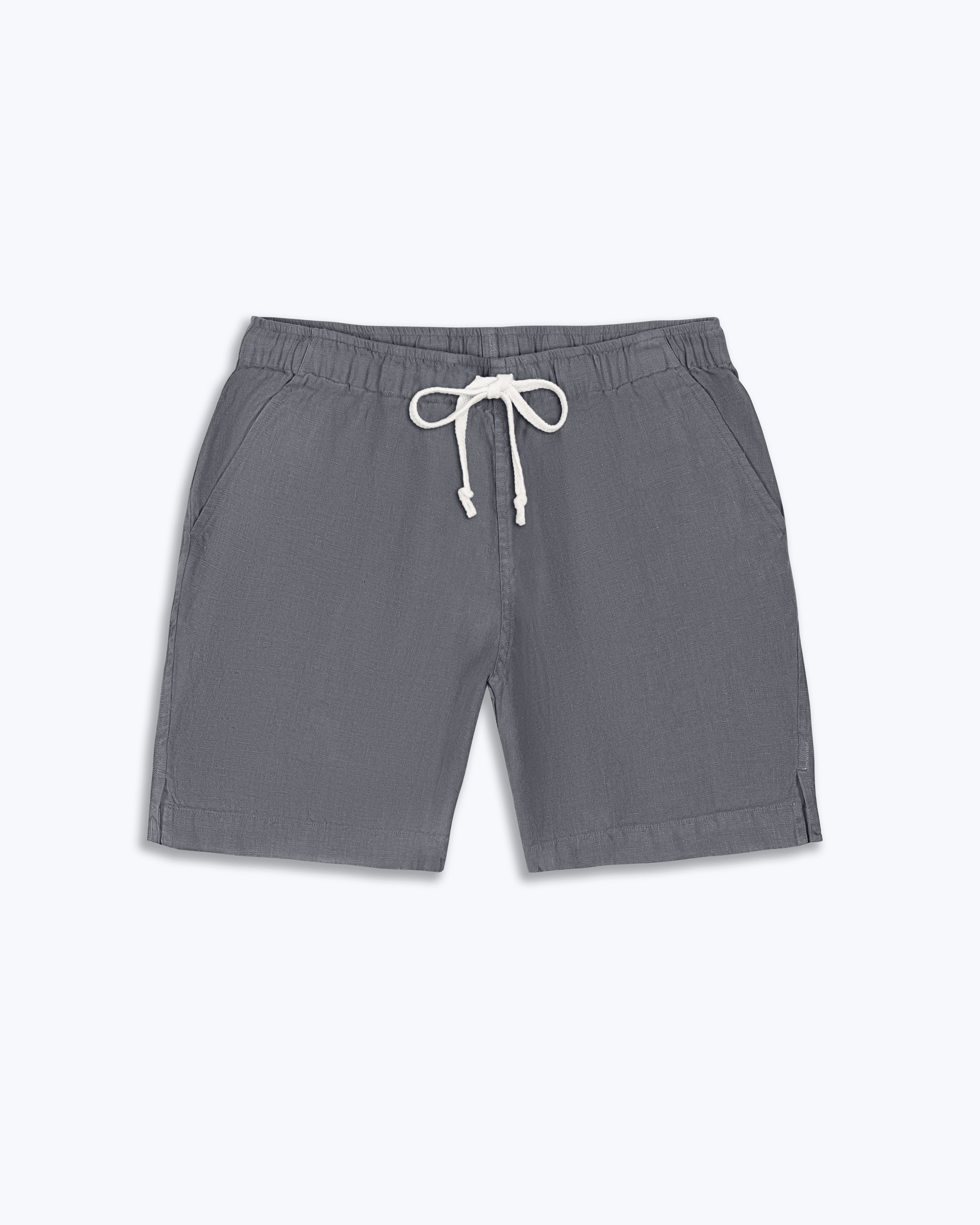 Bo Linen Drawstring Shorts - Sustainable French Linen / Faded Grey Slate