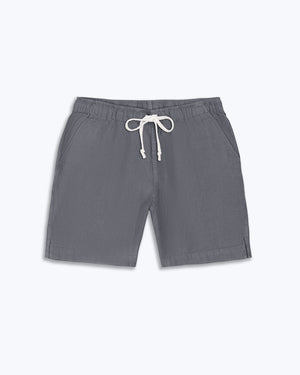 Bo Linen Drawstring Shorts - Sustainable French Linen / Faded Grey Slate