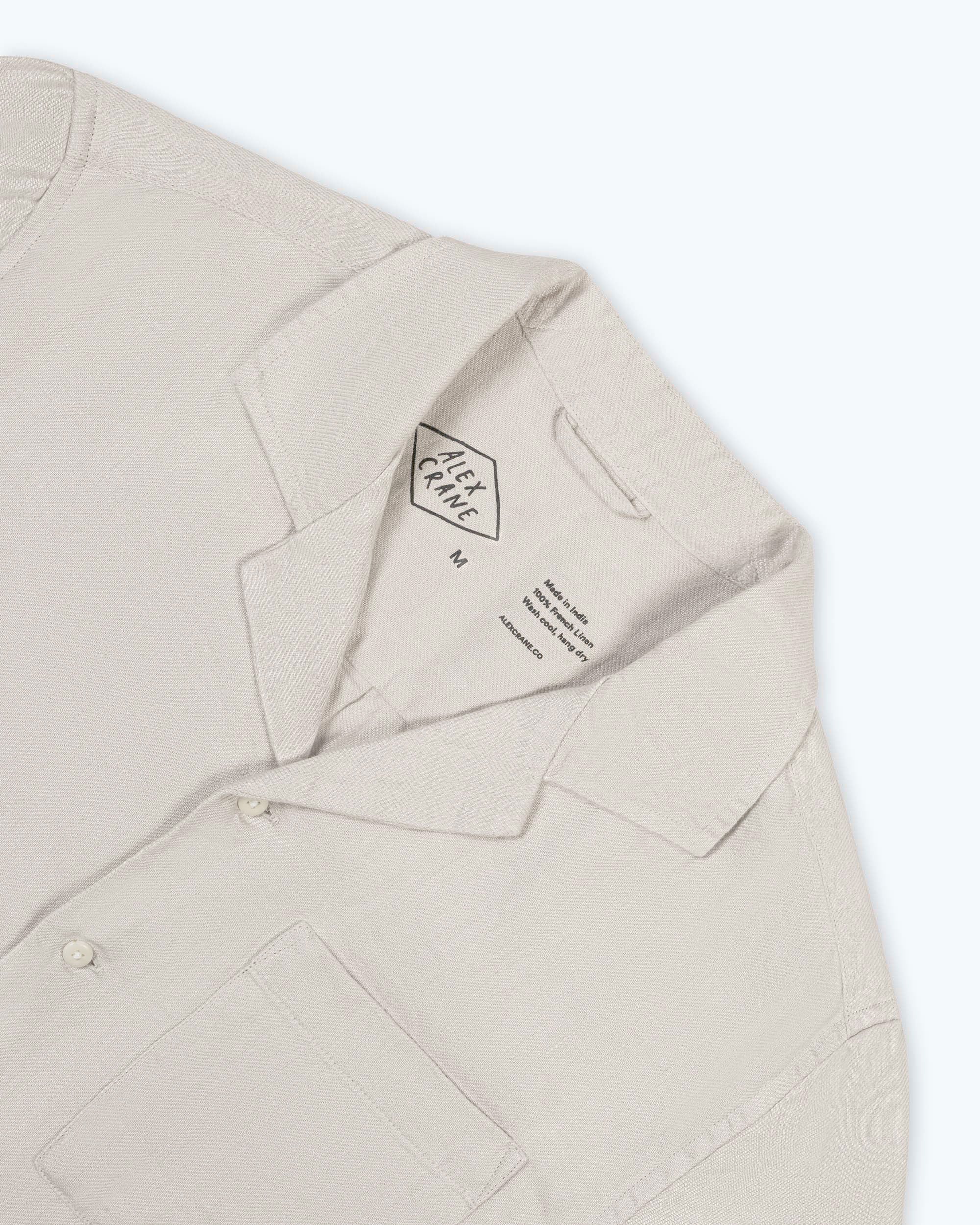 Camp Collar Linen Shirt - Sustainable French Linen / Twill Natural