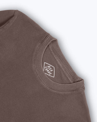 Caza Slubbly Organic Cotton Crewneck Sweatshirt / Faded Brown Coffee
