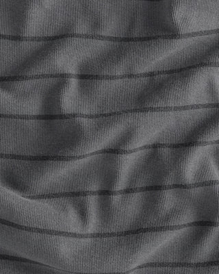 Caza Slubbly Organic Cotton Crewneck Sweatshirt / Striped Faded Grey and Dark Grey Slate Rio