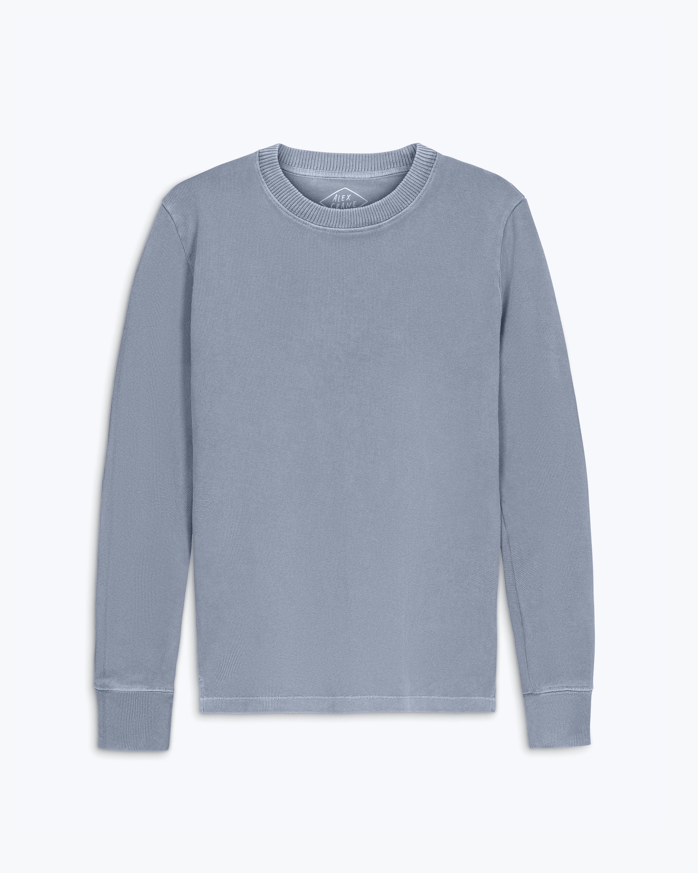 Caza Slubbly Organic Cotton Crewneck Sweatshirt / Faded Blue Wave