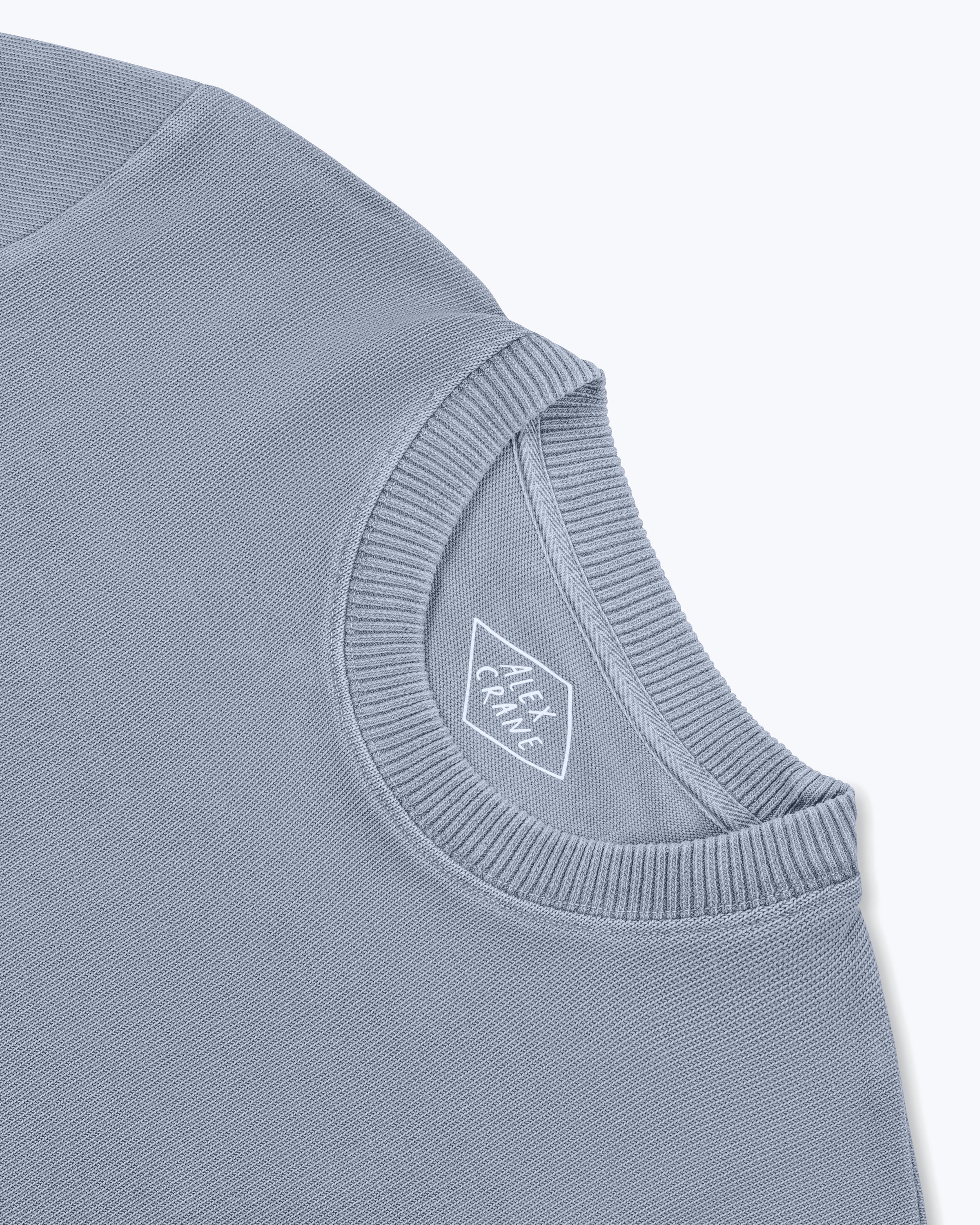 Caza Slubbly Organic Cotton Crewneck Sweatshirt / Faded Blue Wave