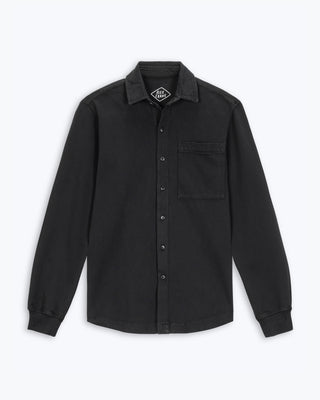 Caza Slubbly Organic Cotton Button Up Shirt / Black Night