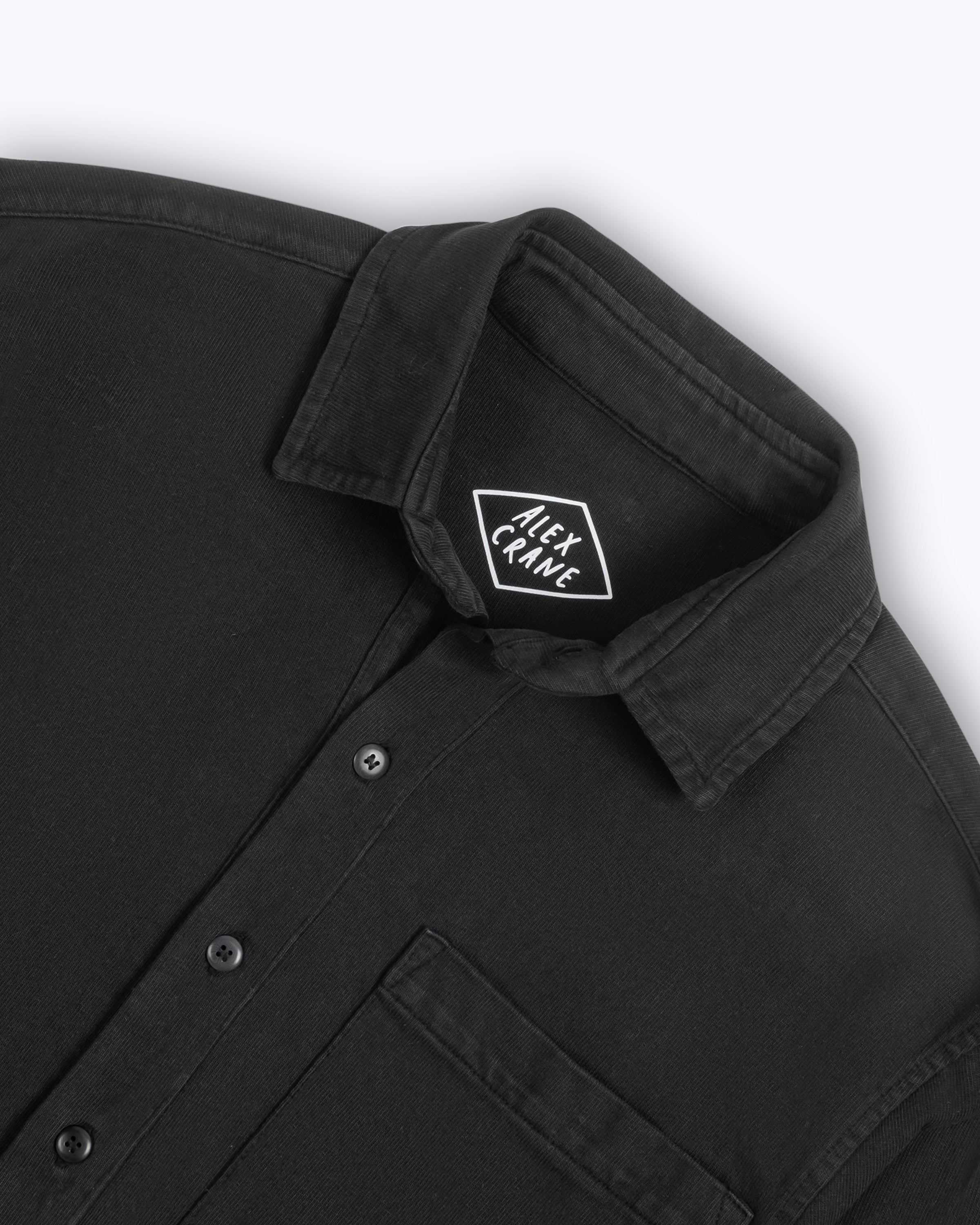 Caza Slubbly Organic Cotton Button Up Shirt / Black Night