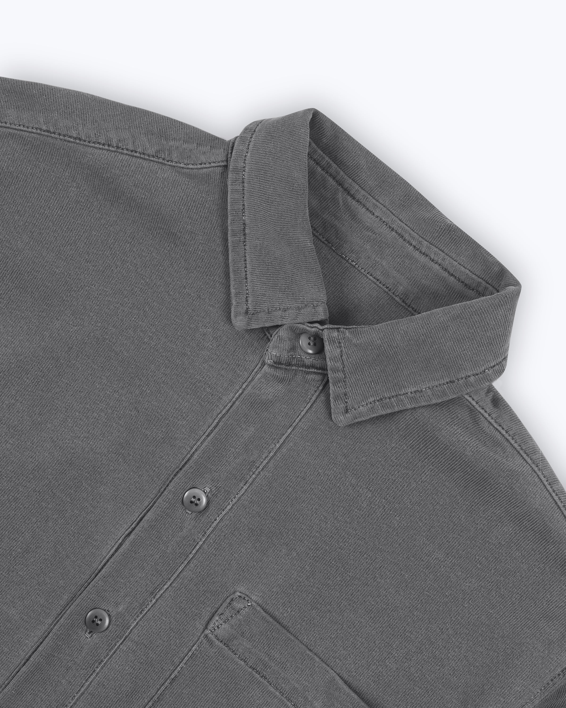 Caza Slubbly Organic Cotton Button Up Shirt / Faded Grey Slate