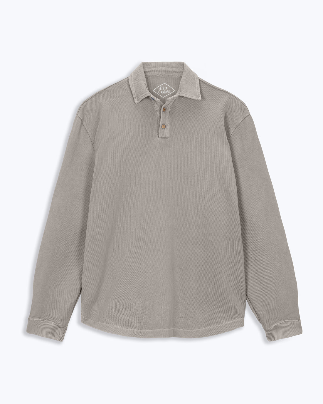 Caza Slubbly Organic Cotton Long Sleeve Polo / Brown Gold Clay