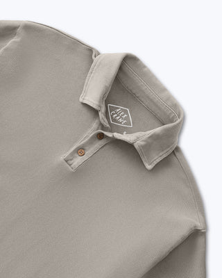 Caza Slubbly Organic Cotton Long Sleeve Polo / Brown Gold Clay