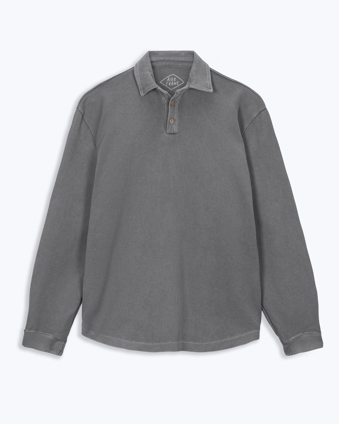 Caza Slubbly Organic Cotton Long Sleeve Polo / Faded Grey Slate
