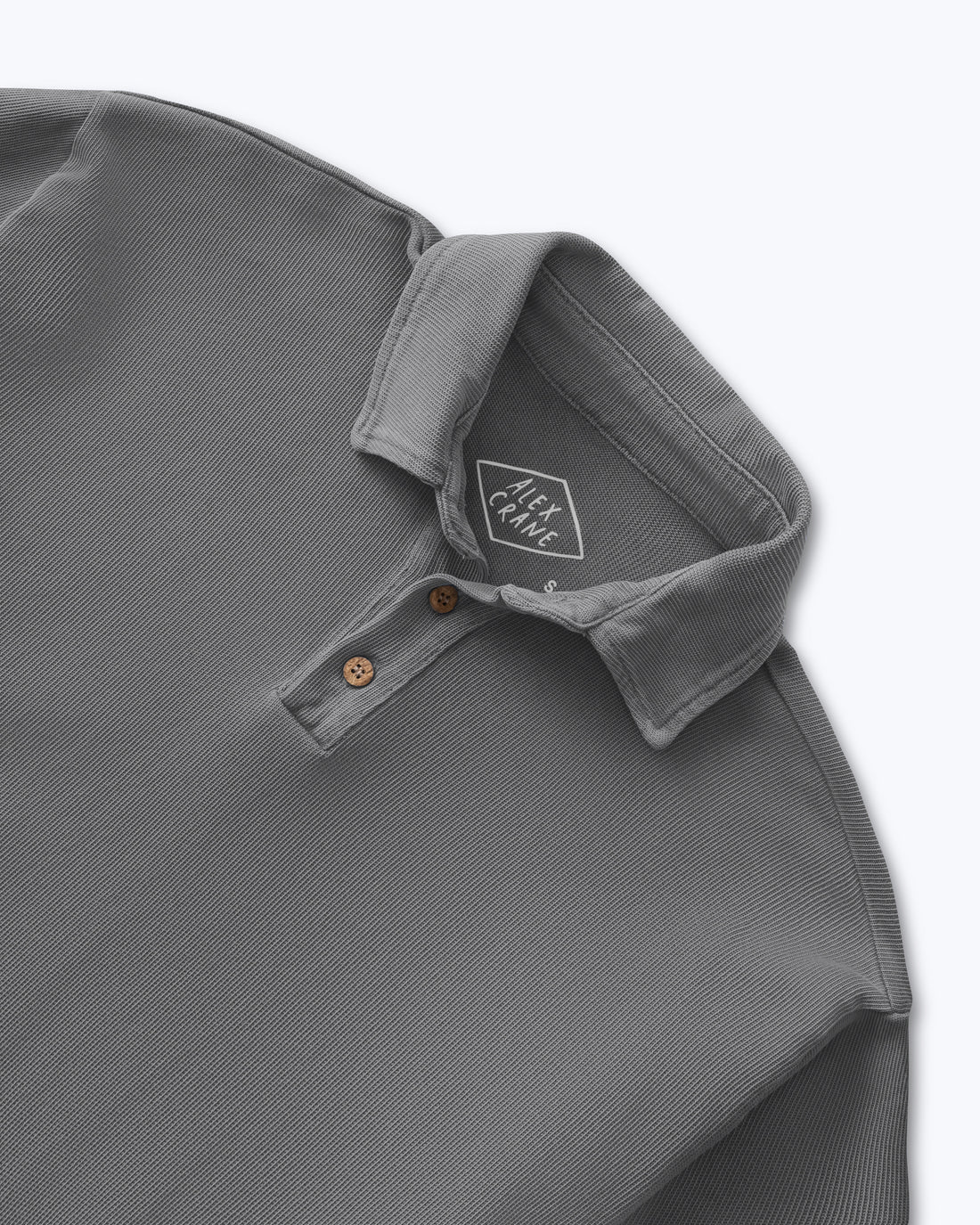 Caza Slubbly Organic Cotton Long Sleeve Polo / Faded Grey Slate