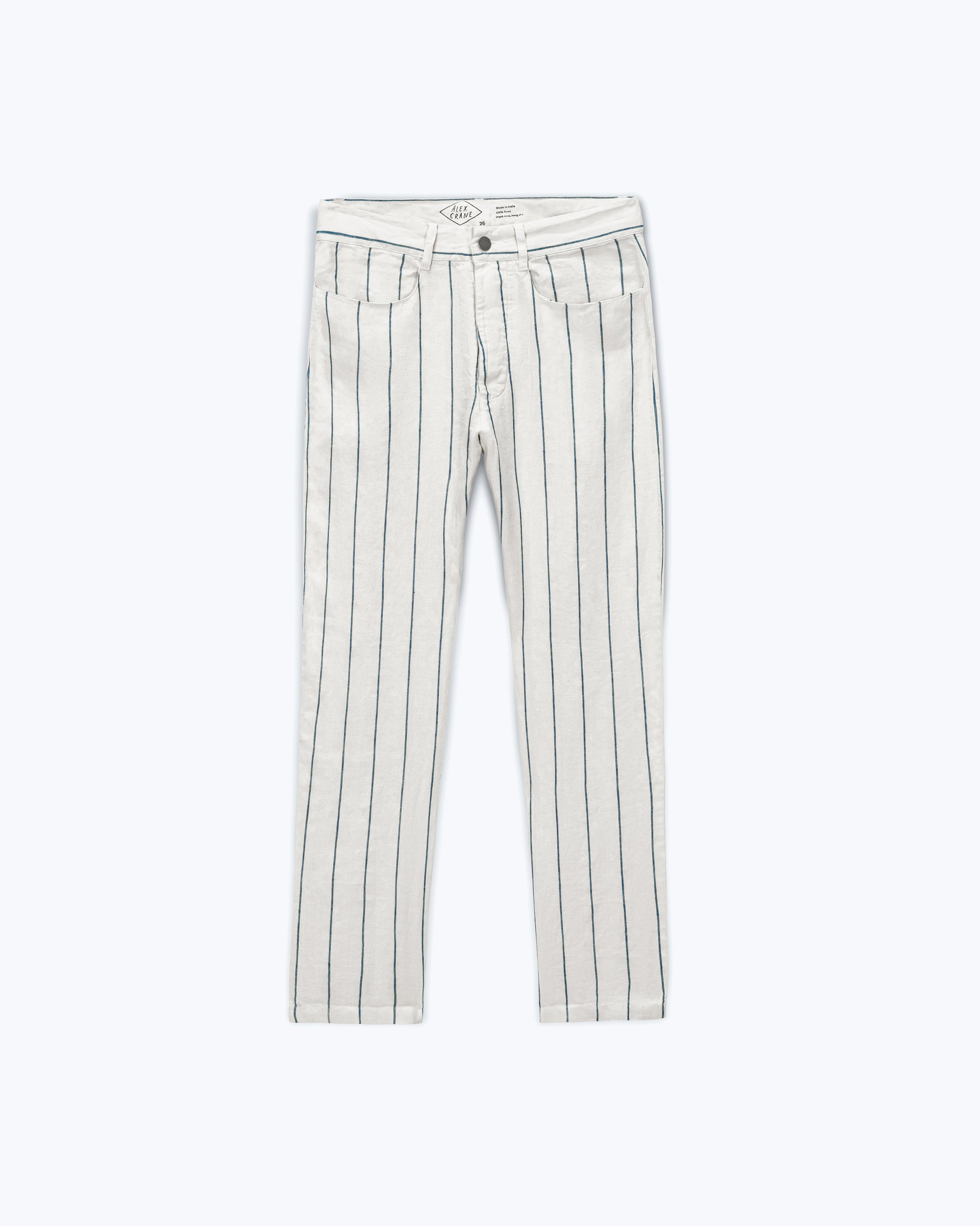 Cham Linen Pants - Sustainable French Linen / Natural and Blue Stripe Rio