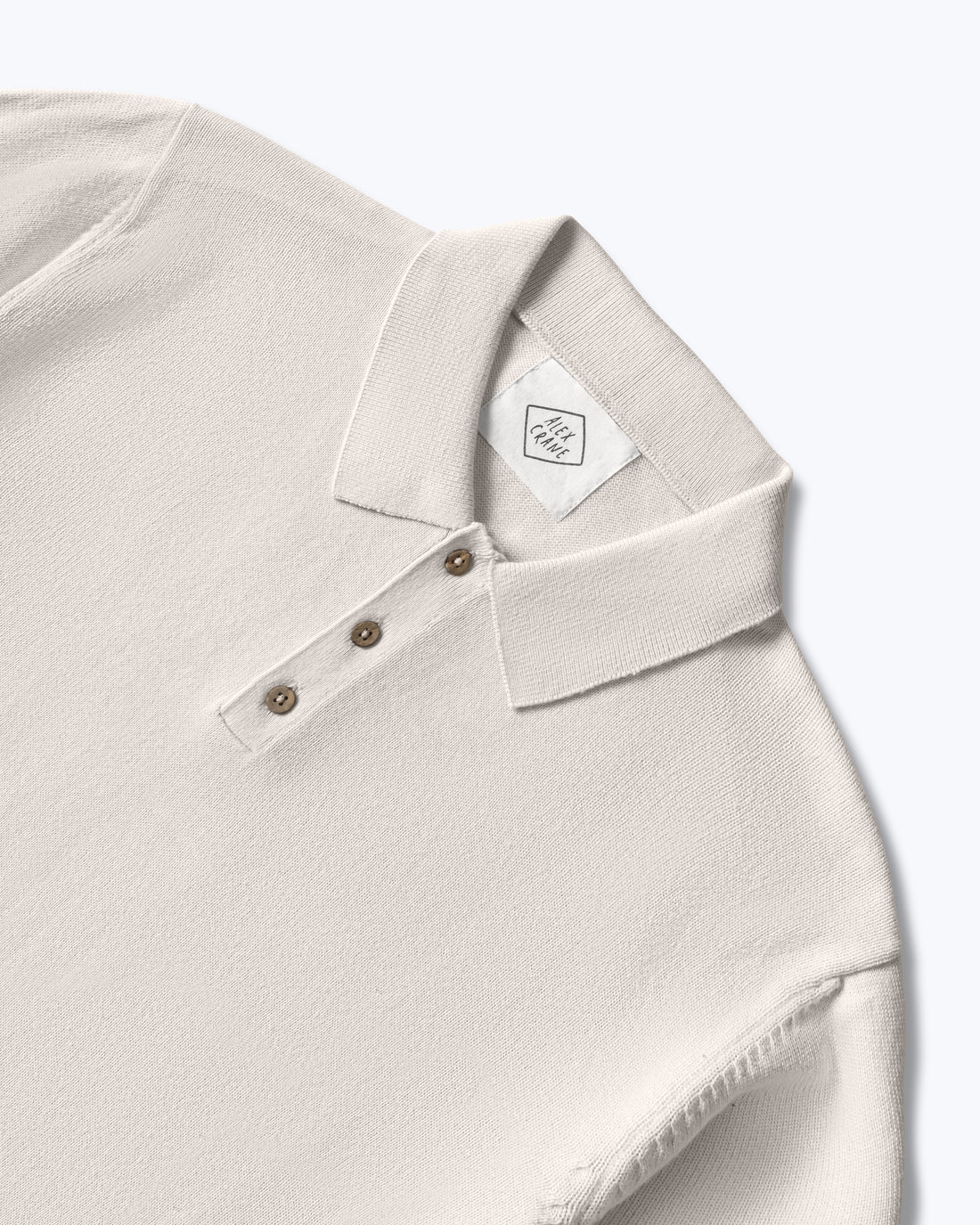 Feather Organic Cotton Knit Long Sleeve Polo / Cream Off White