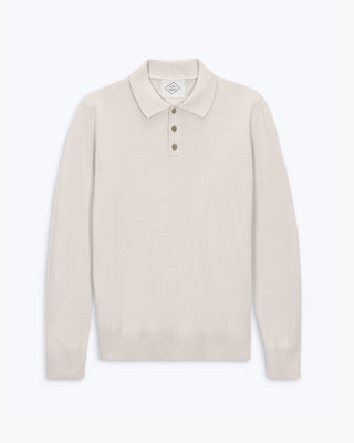Feather Organic Cotton Knit Long Sleeve Polo / Cream Off White