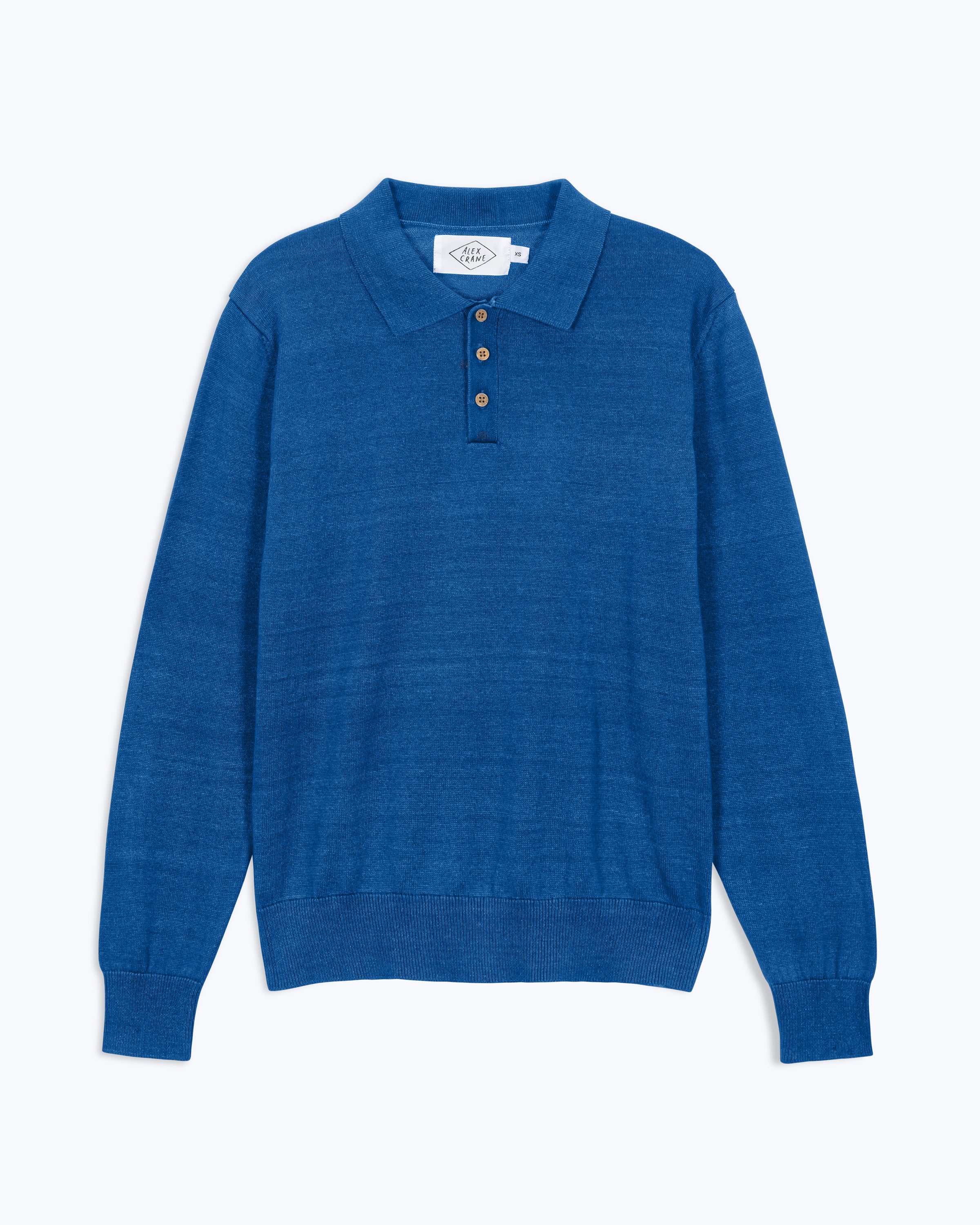 Feather Organic Cotton Knit Long Sleeve Polo / Royal Blue King