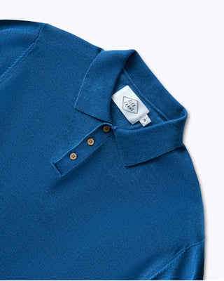 Feather Organic Cotton Knit Long Sleeve Polo / Royal Blue King
