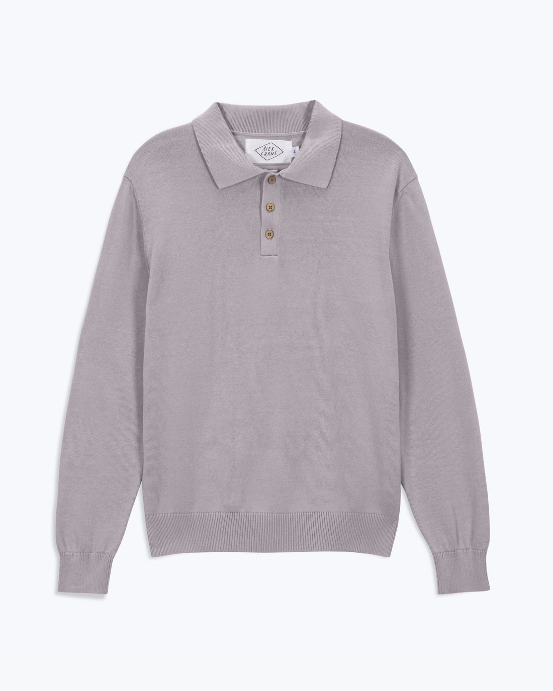 Feather Organic Cotton Knit Long Sleeve Polo / Faded Pink Rose