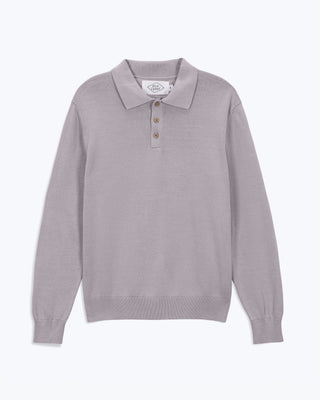 Feather Organic Cotton Knit Long Sleeve Polo / Faded Pink Rose