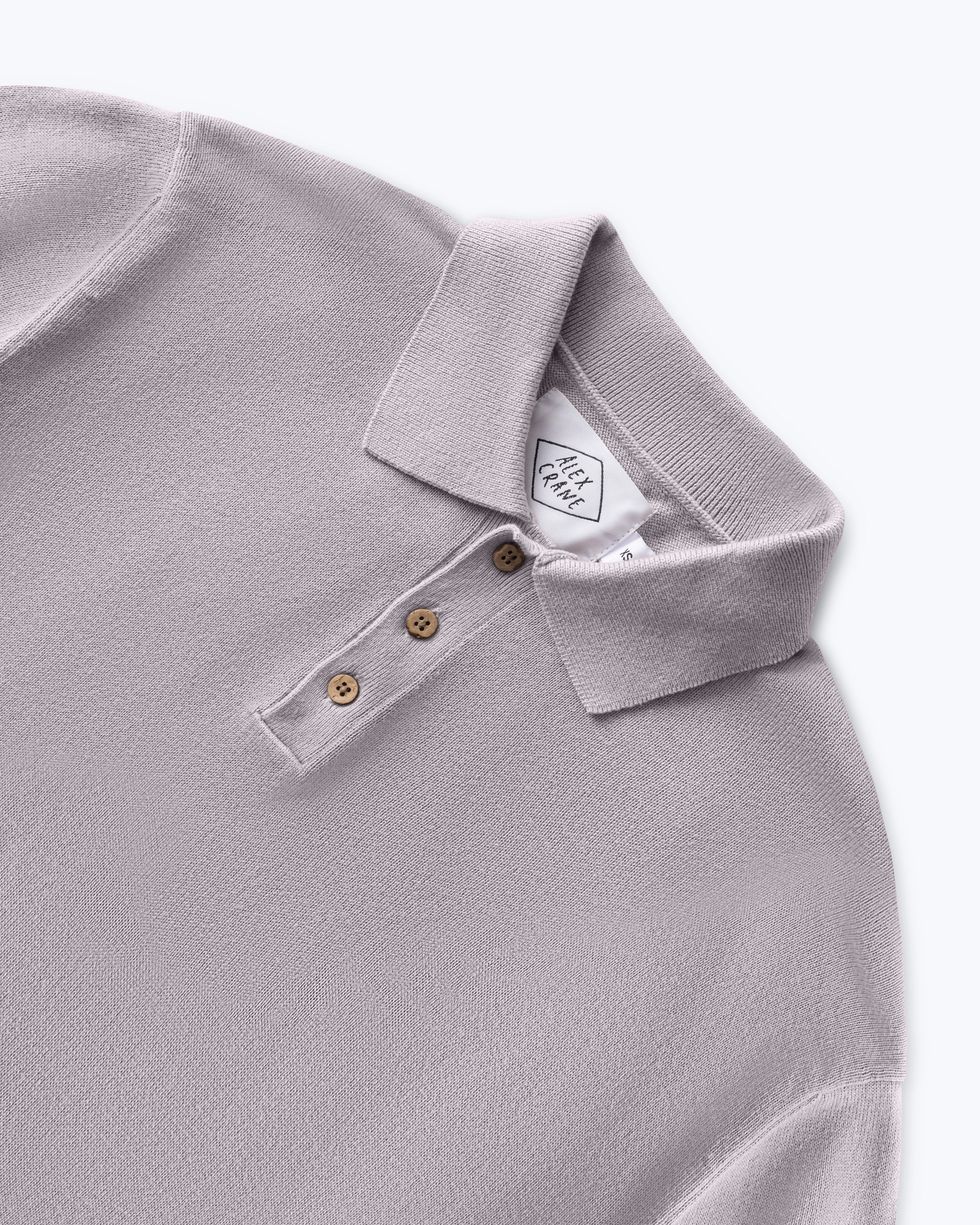 Feather Organic Cotton Knit Long Sleeve Polo / Faded Pink Rose