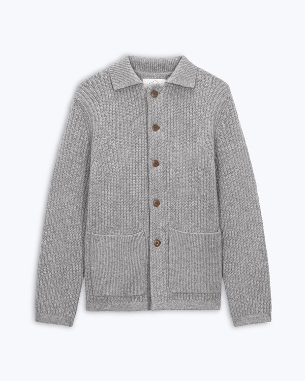 Knit Kite Heavyweight Merino Wool Jacket / Faded Silver Steel