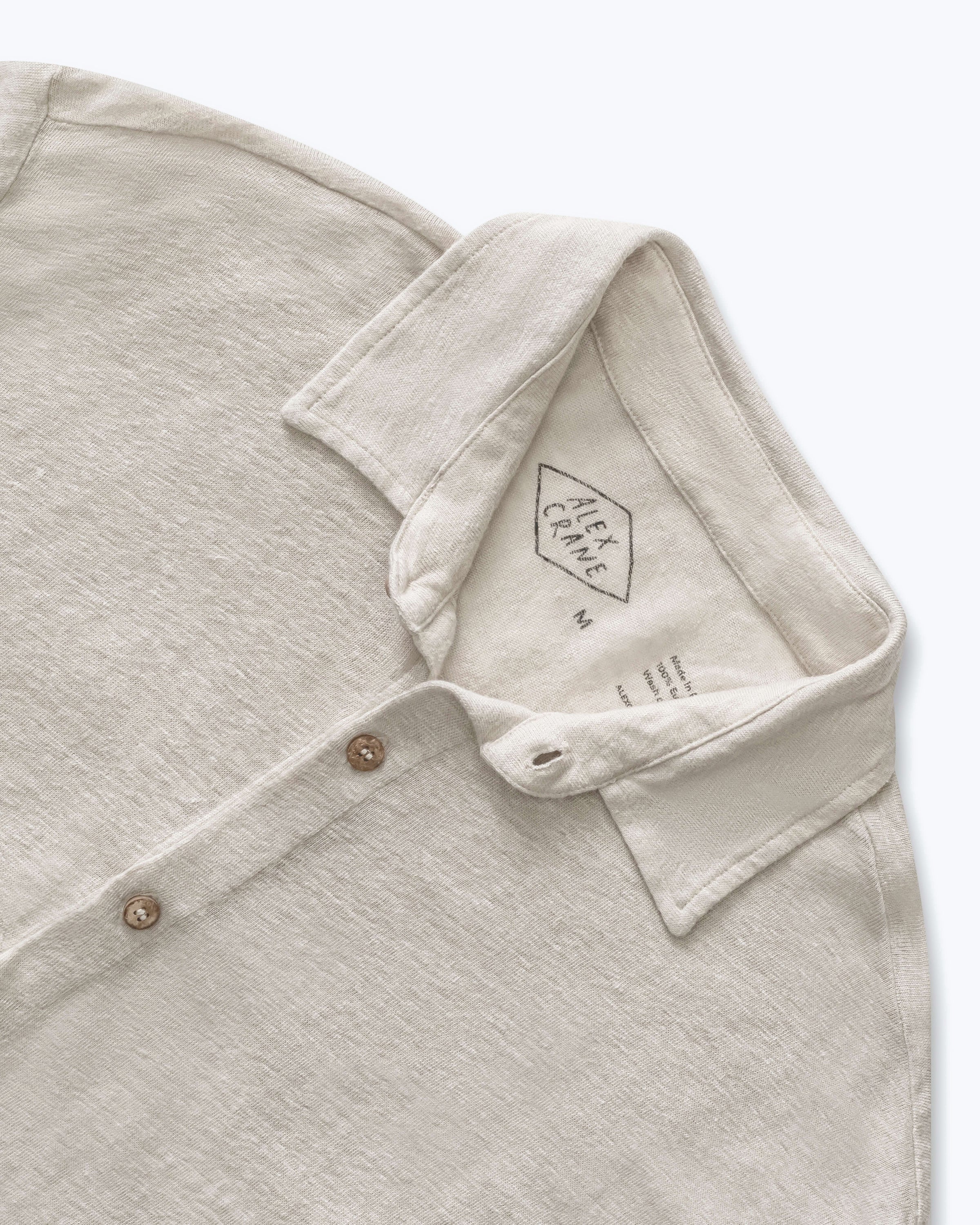 Knit Ola Linen Short Sleeve Button Up Shirt - Sustainable French Linen / Natural Bone