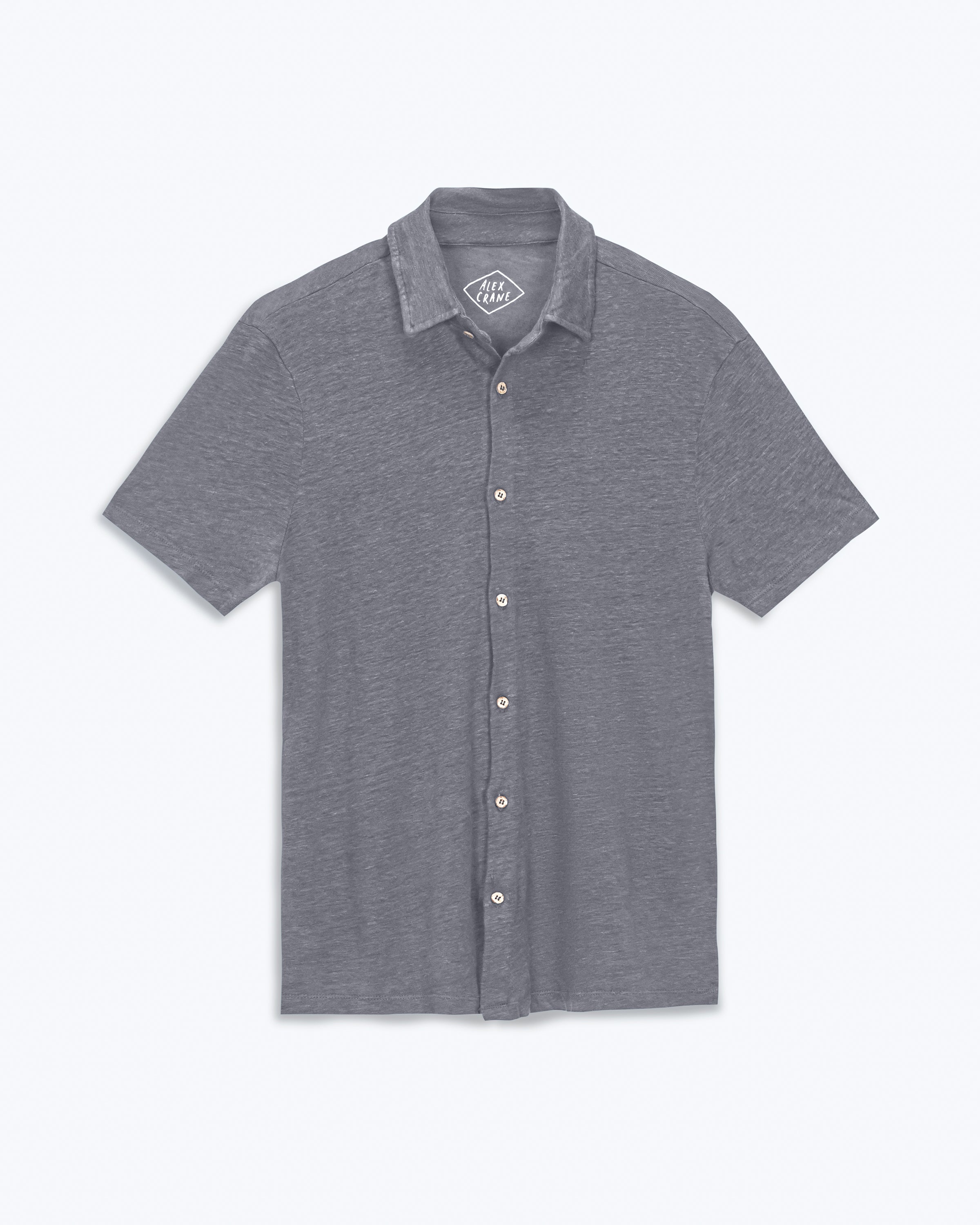 Knit Ola Linen Short Sleeve Button Up Shirt - Sustainable French Linen / Faded Grey Slate