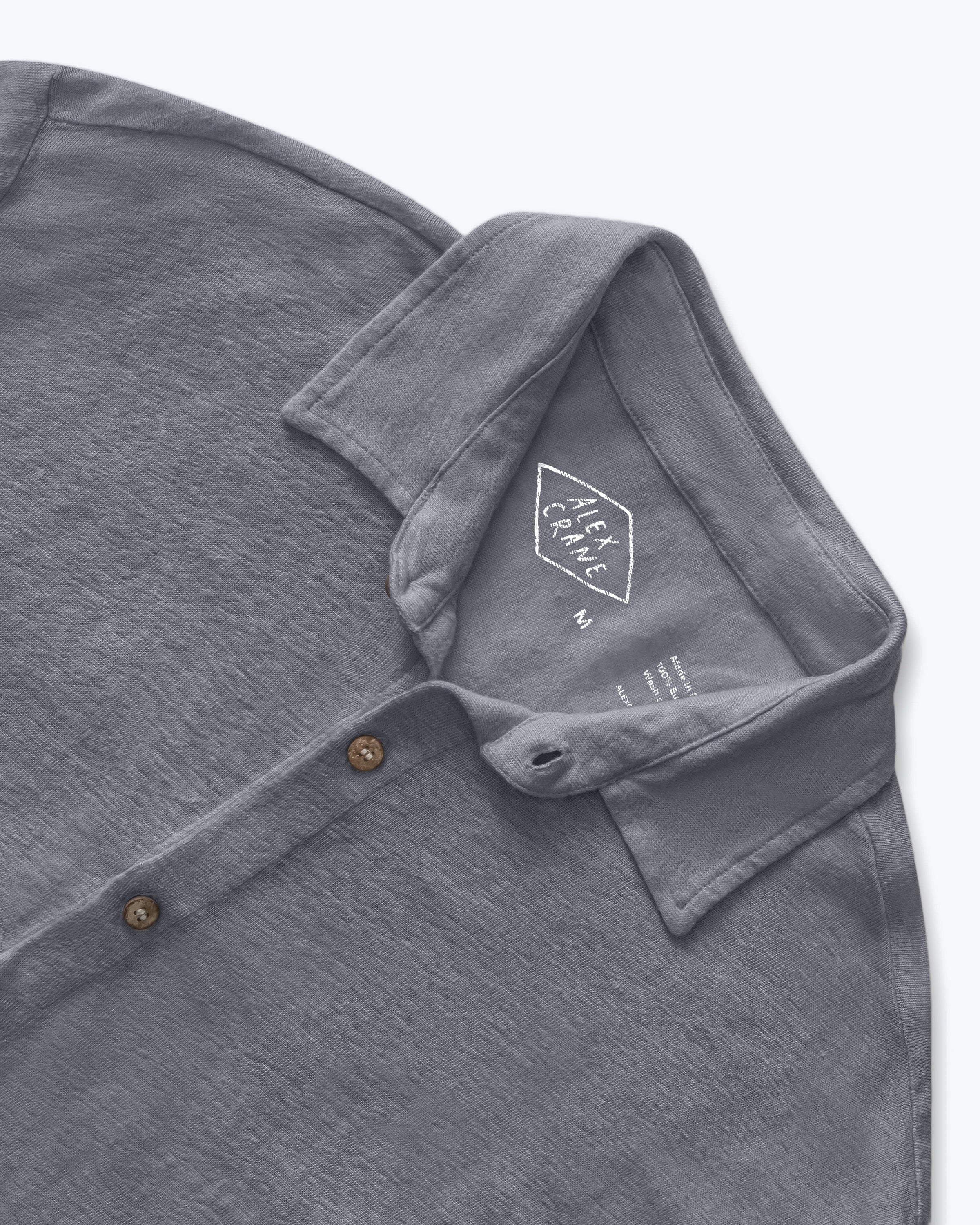 Knit Ola Linen Short Sleeve Button Up Shirt - Sustainable French Linen / Faded Grey Slate