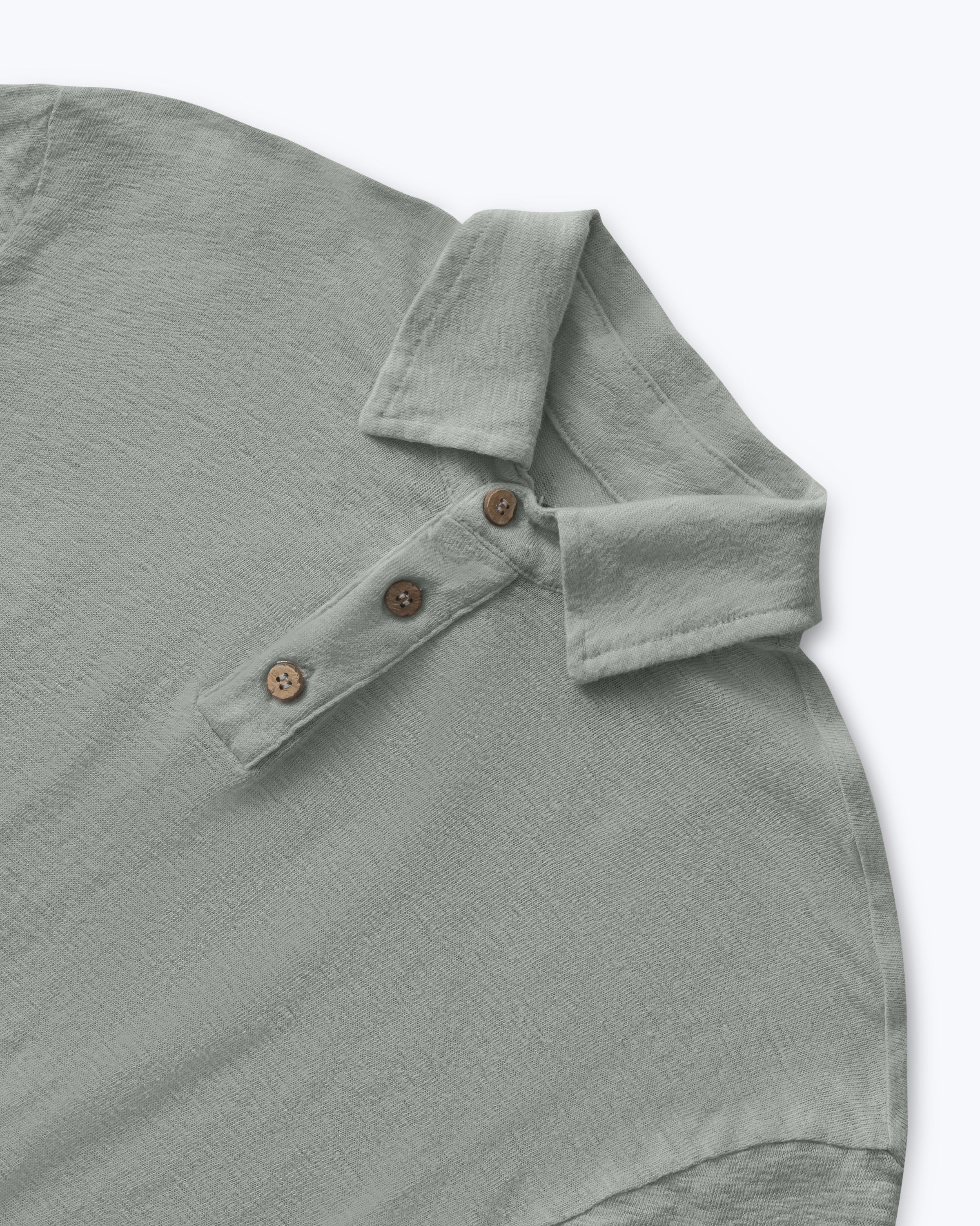 Knit Polo Linen Short Sleeve Polo - Sustainable French Linen / Faded Green