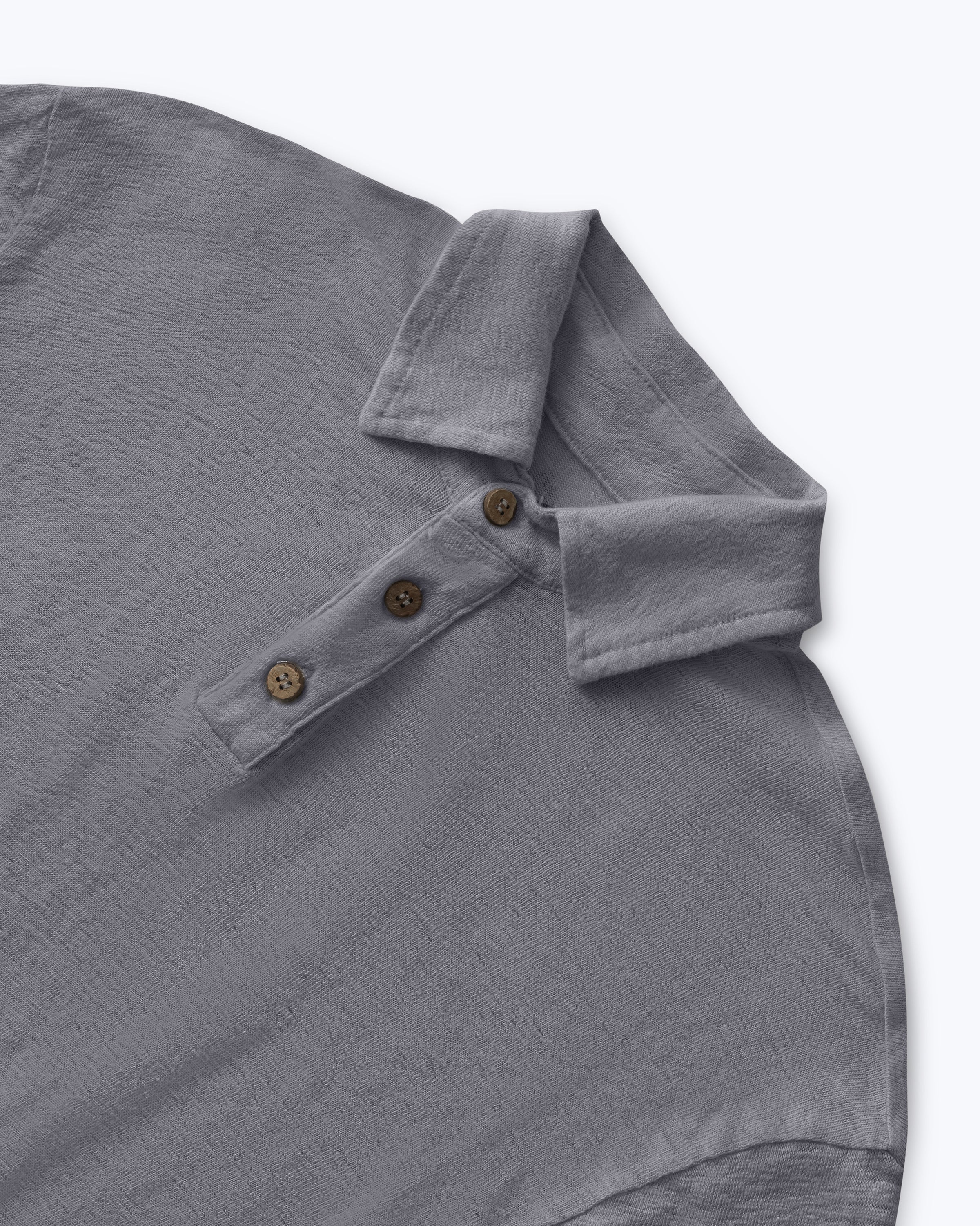 Knit Polo Linen Short Sleeve Polo - Sustainable French Linen / Faded Grey Slate