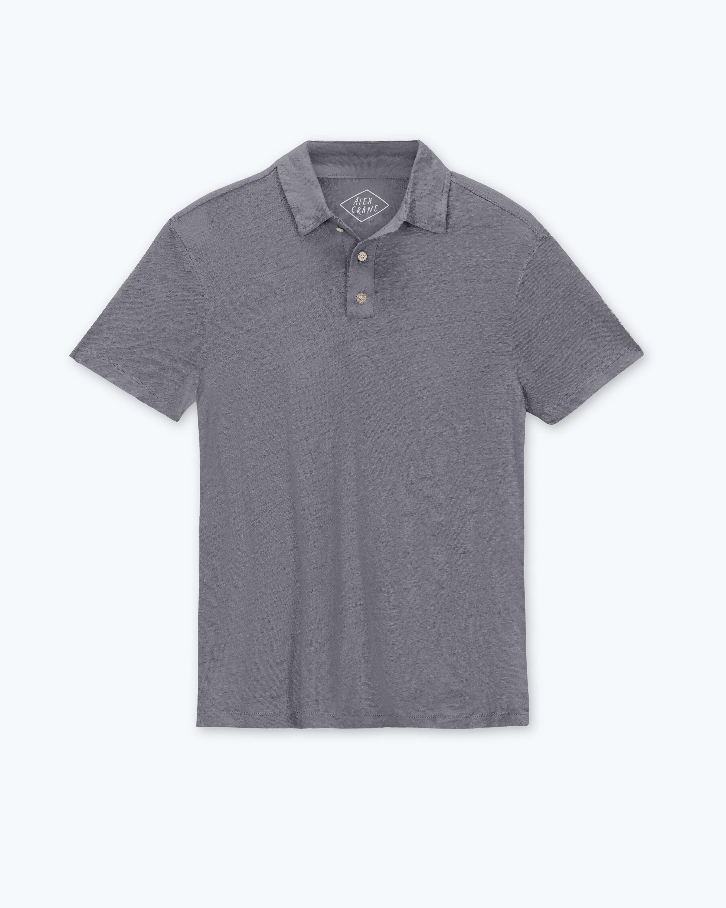 Knit Polo Linen Short Sleeve Polo - Sustainable French Linen / Faded Grey Slate