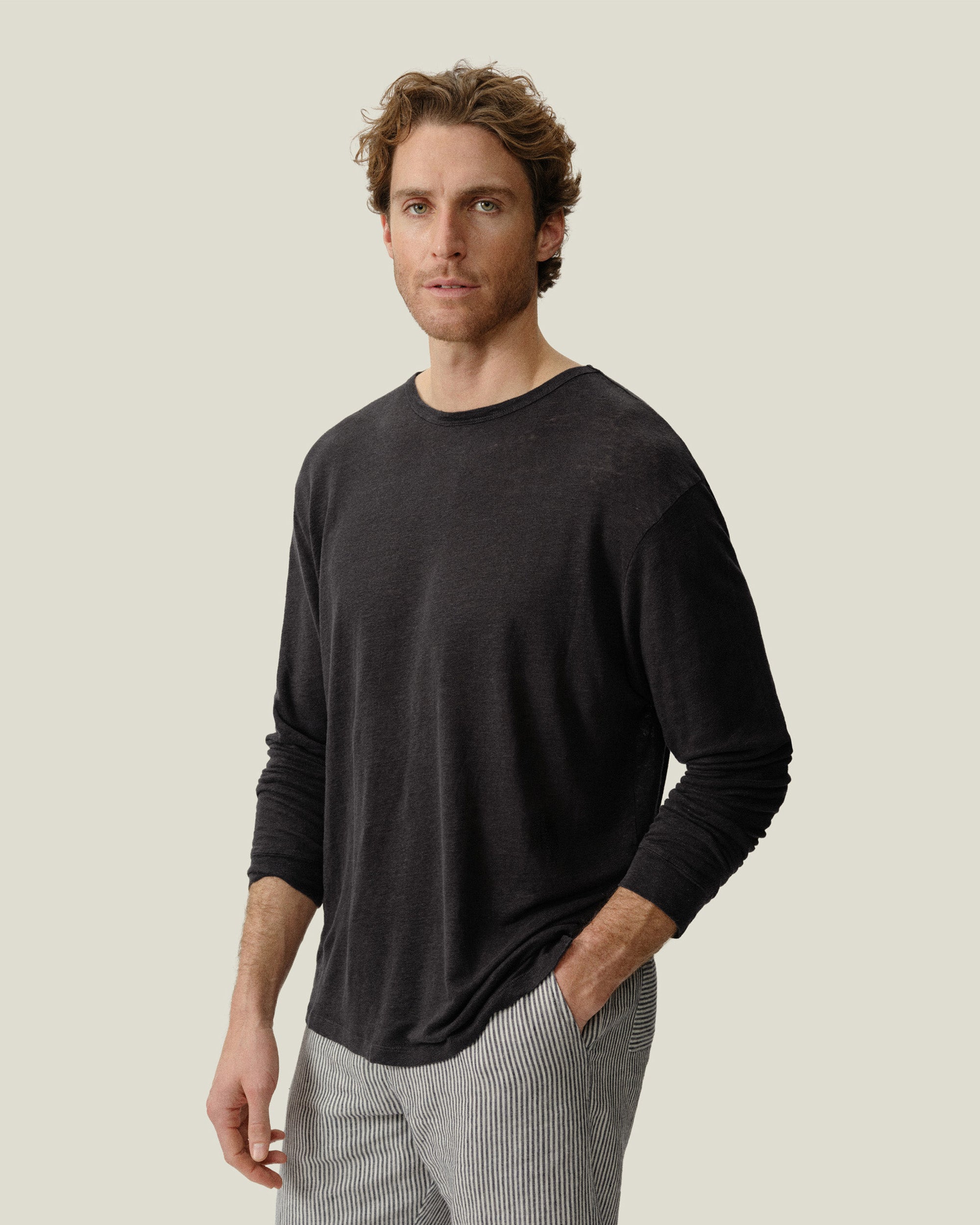 Sun Knit Linen Long Sleeve T-Shirt - Sustainable French Linen