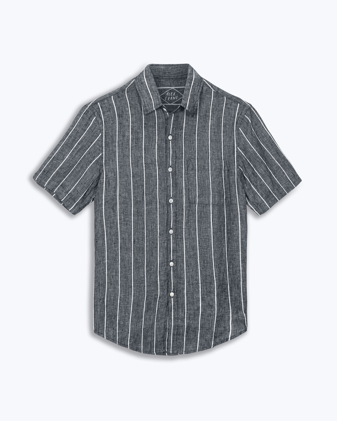Ola Linen Short Sleeve Shirt - Sustainable French Linen / Chalk Stripe