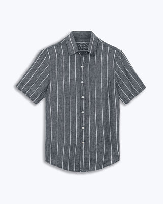 Ola Linen Short Sleeve Shirt - Sustainable French Linen / Chalk Stripe
