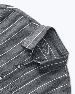 Ola Linen Short Sleeve Shirt - Sustainable French Linen / Chalk Stripe