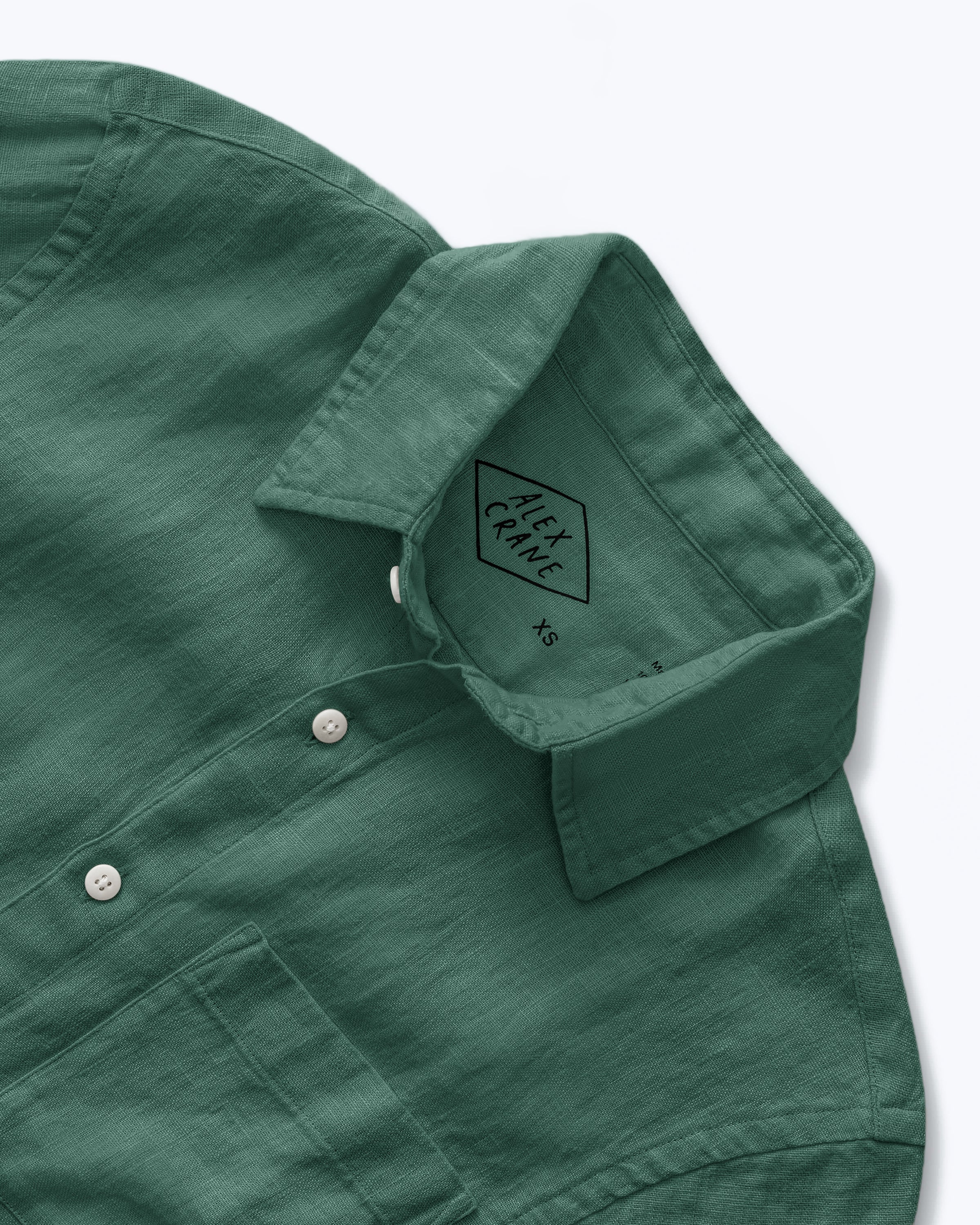 Playa Linen Button-Down Shirt - Sustainable French Linen / Forest Green Pine