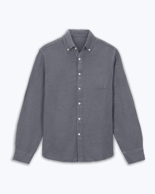 Playa Linen Button-Down Shirt - Sustainable French Linen / Faded Grey Slate