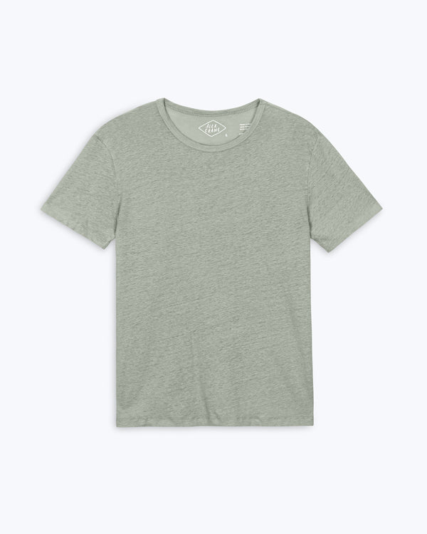 Sun Knit Linen T-Shirt - Sustainable French Linen / Light Green Moss