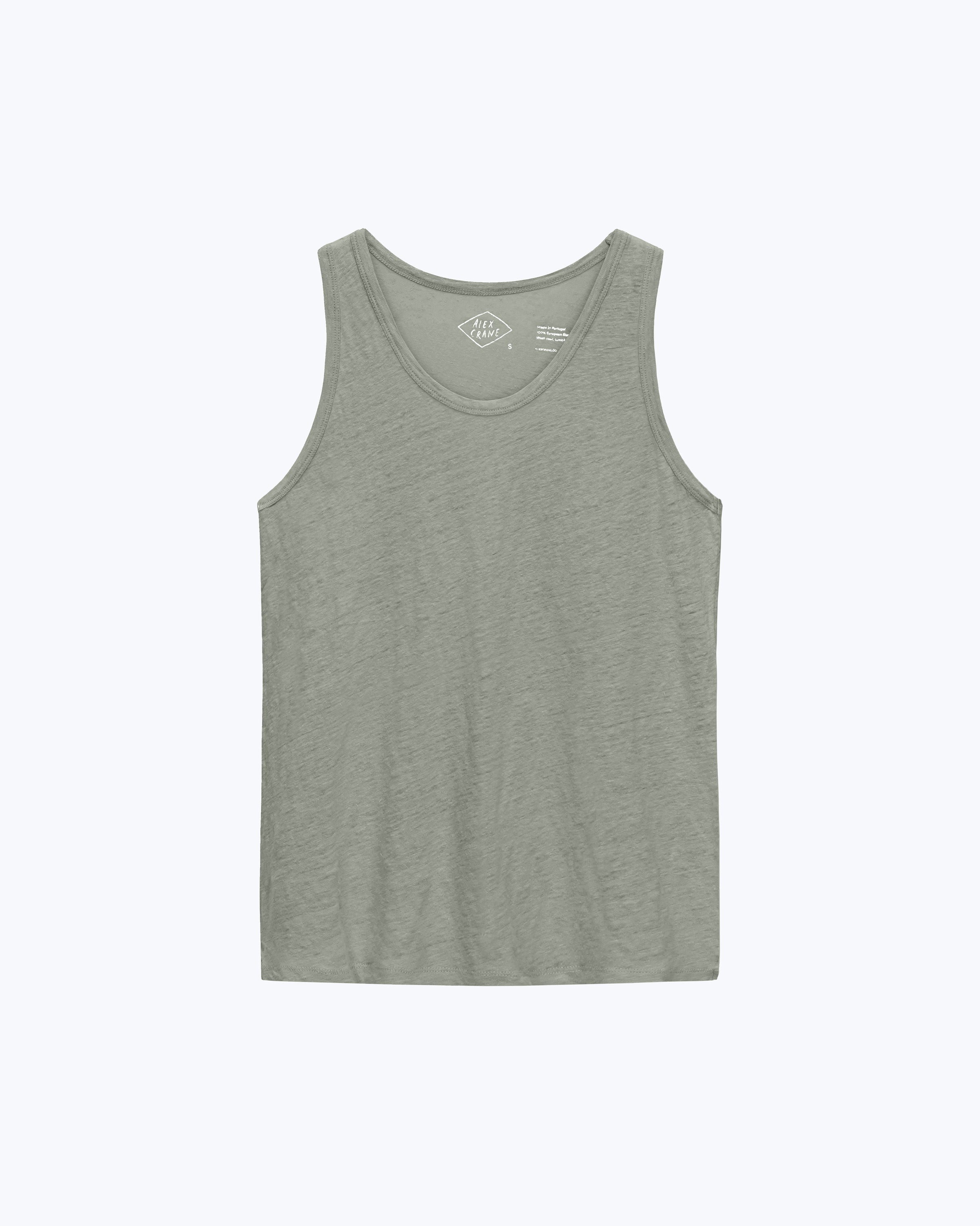 Tank Knit Linen Tank Top - Sustainable French Linen / Faded Green