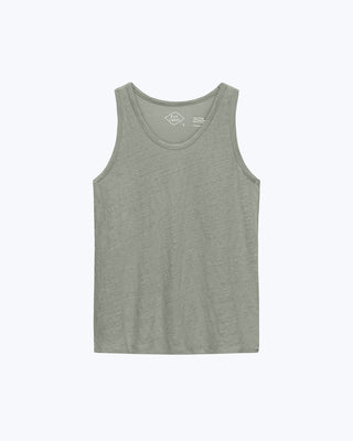 Tank Knit Linen Tank Top - Sustainable French Linen / Faded Green