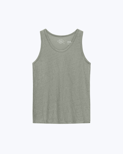 Tank Knit Linen Tank Top - Sustainable French Linen / Faded Green