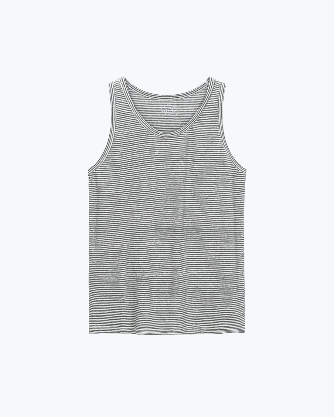Tank Knit Linen Tank Top - Sustainable French Linen / Blue and White Stripe Lines