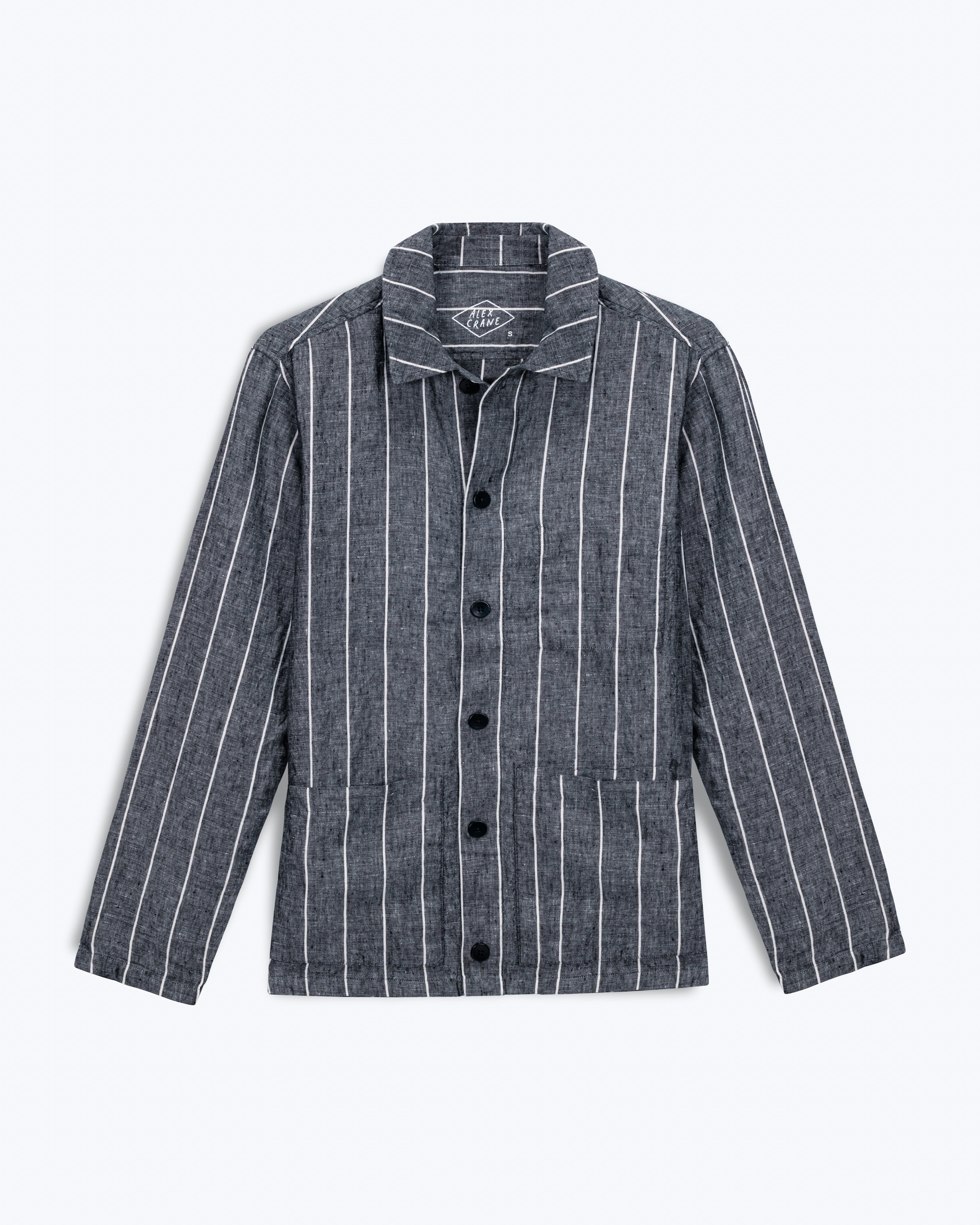 Kite Linen Chore Coat - Sustainable French Linen / Chalk Stripe