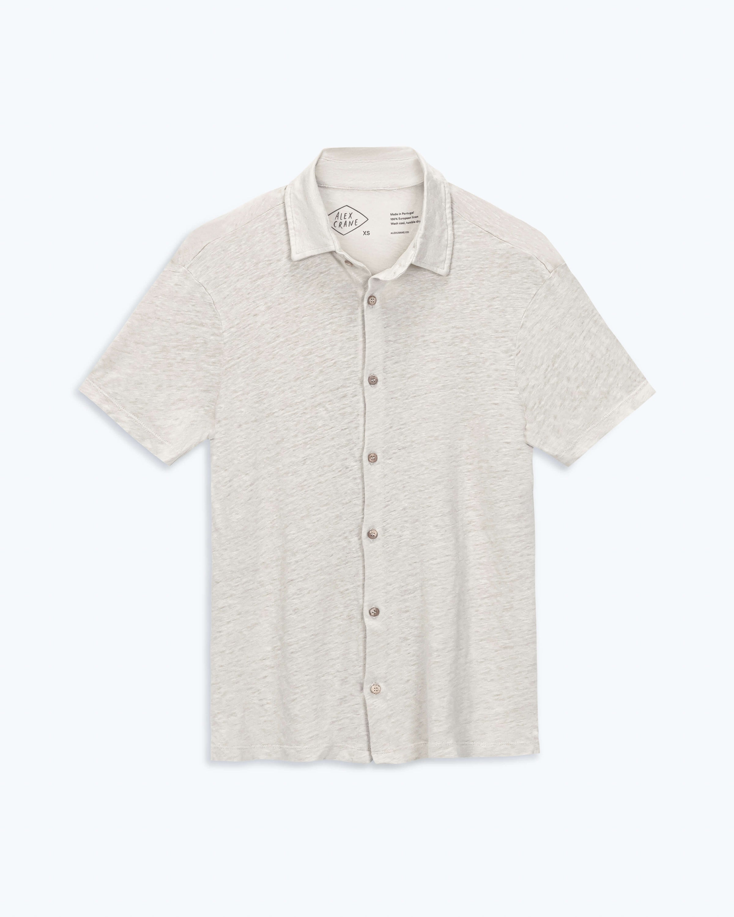 Knit Ola Linen Short Sleeve Button Up Shirt - Sustainable French Linen / Natural Bone