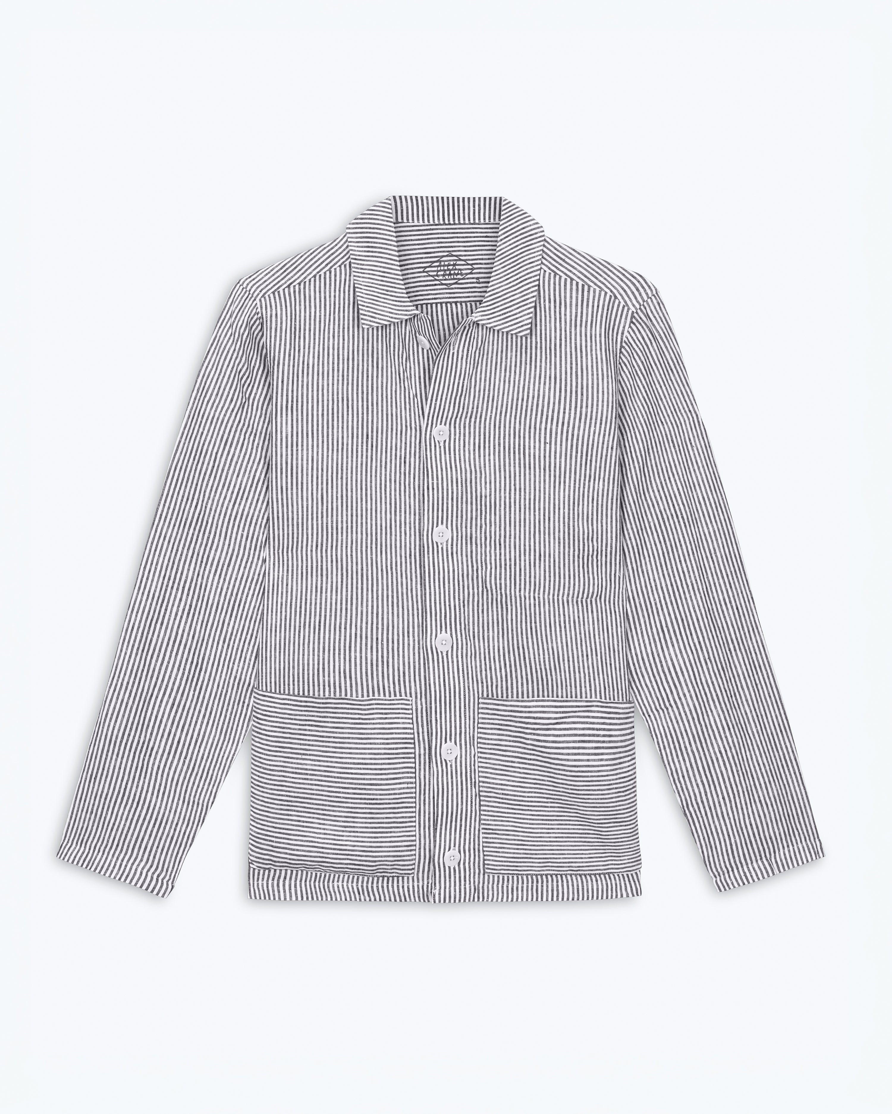 Kite Linen Chore Coat - Sustainable French Linen / Blue and White Stripe Lines