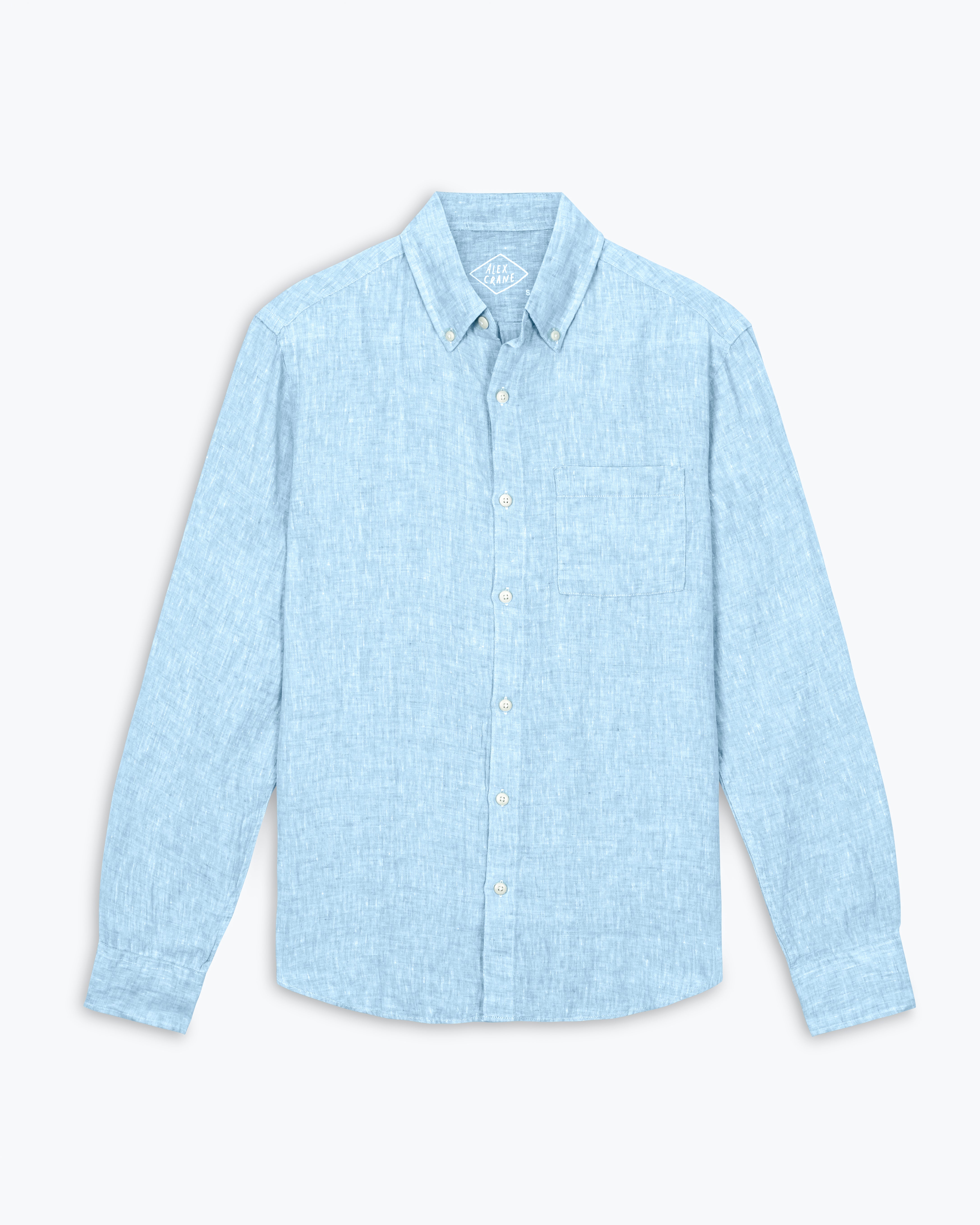 Playa Linen Button-Down Shirt - Sustainable French Linen / Hearther Blue Sky