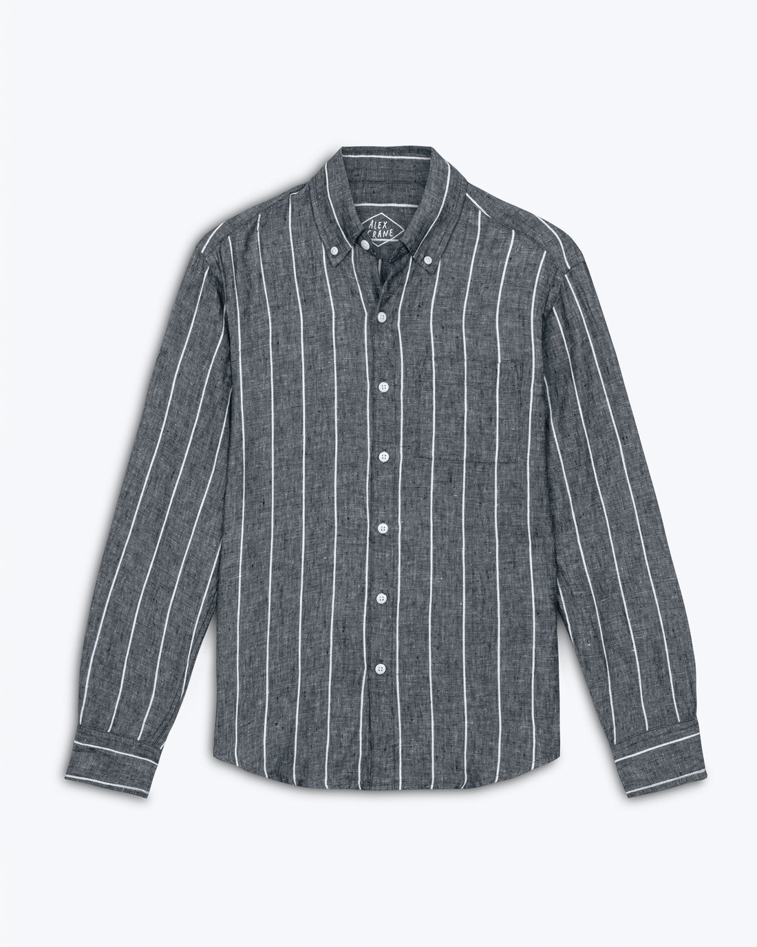 Playa Linen Button-Down Shirt - Sustainable French Linen / Chalk Stripe