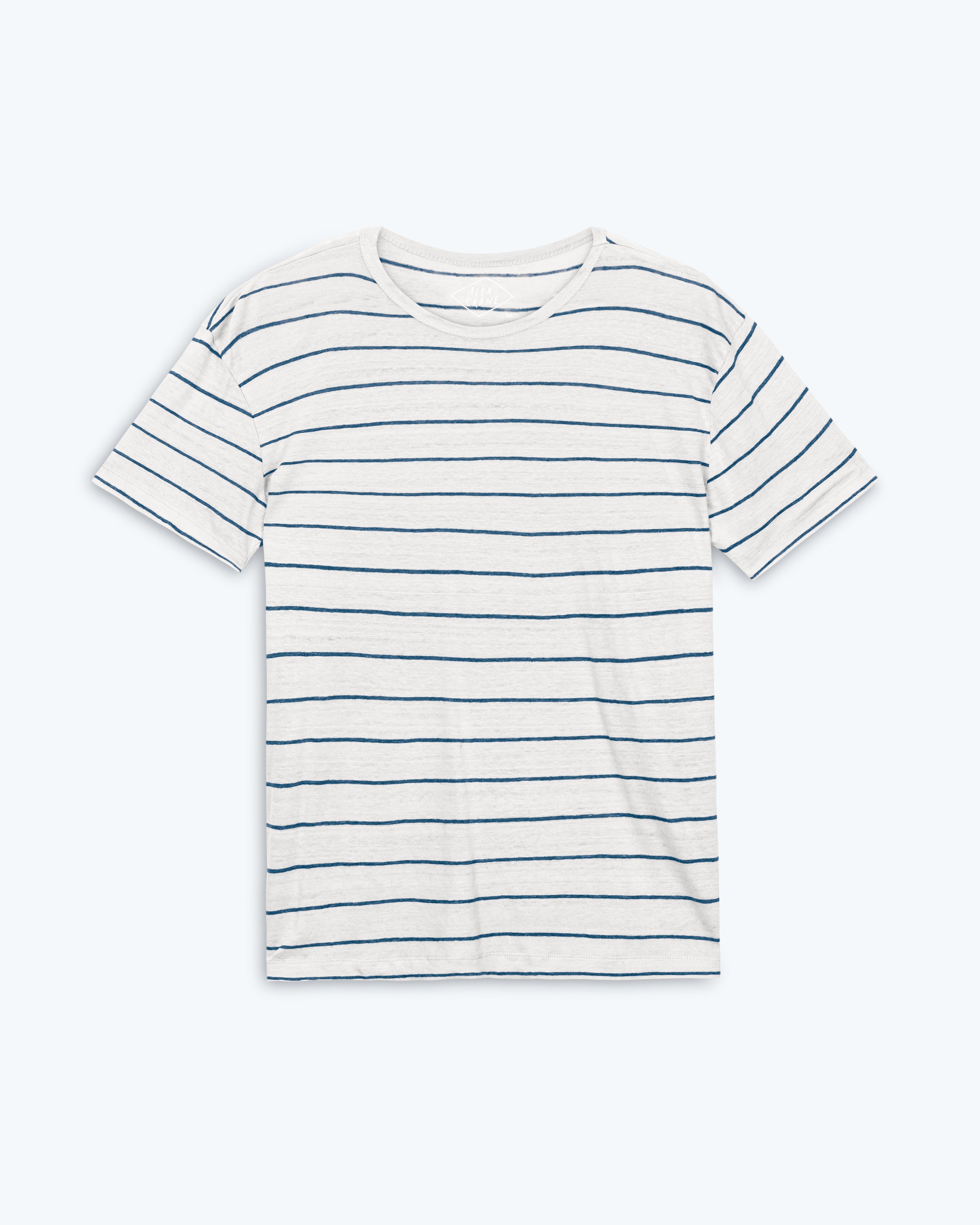 Sun Knit Linen T-Shirt - Sustainable French Linen / Natural and Blue Stripe Rio