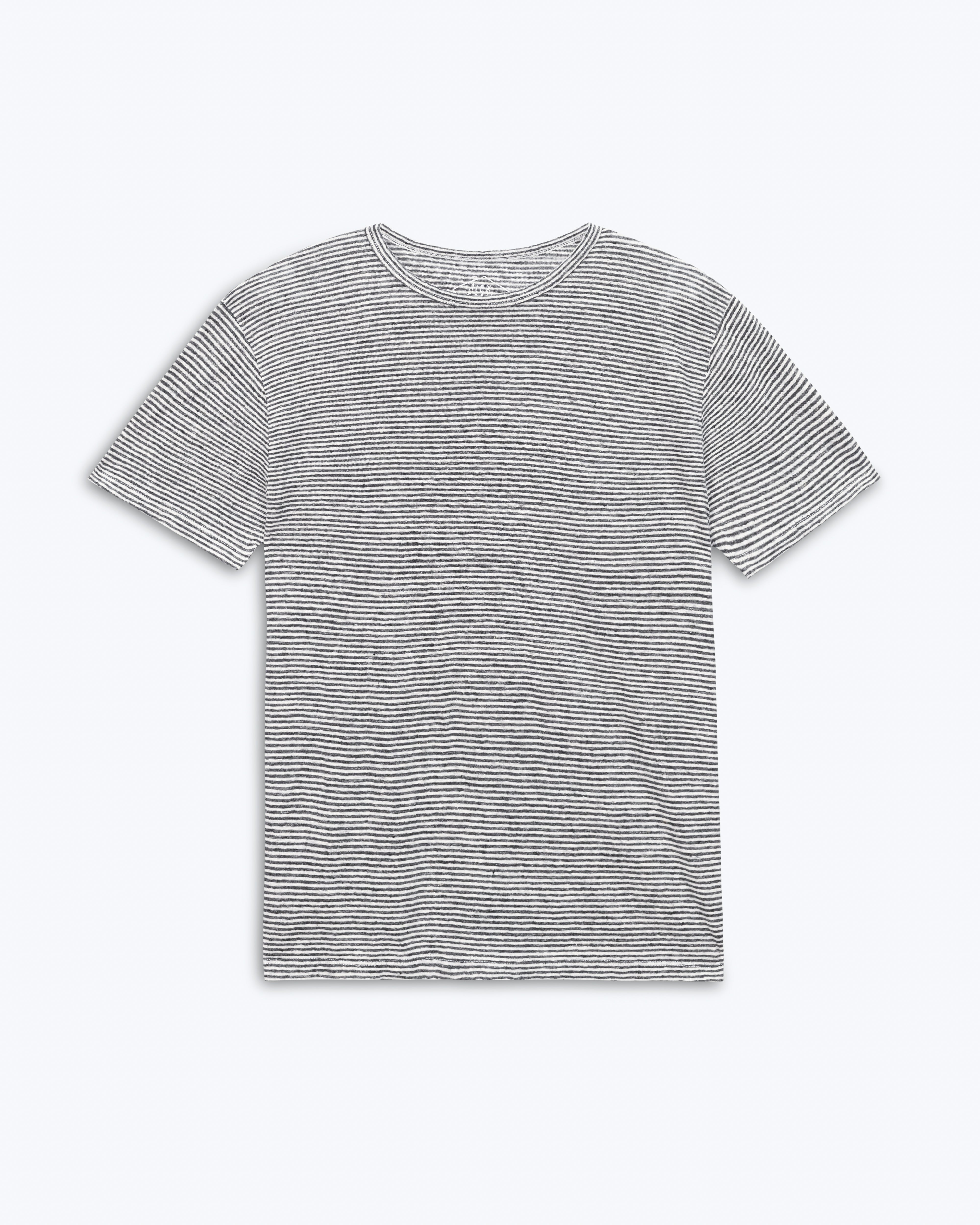 Sun Knit Linen T-Shirt - Sustainable French Linen / Blue and White Stripe Lines