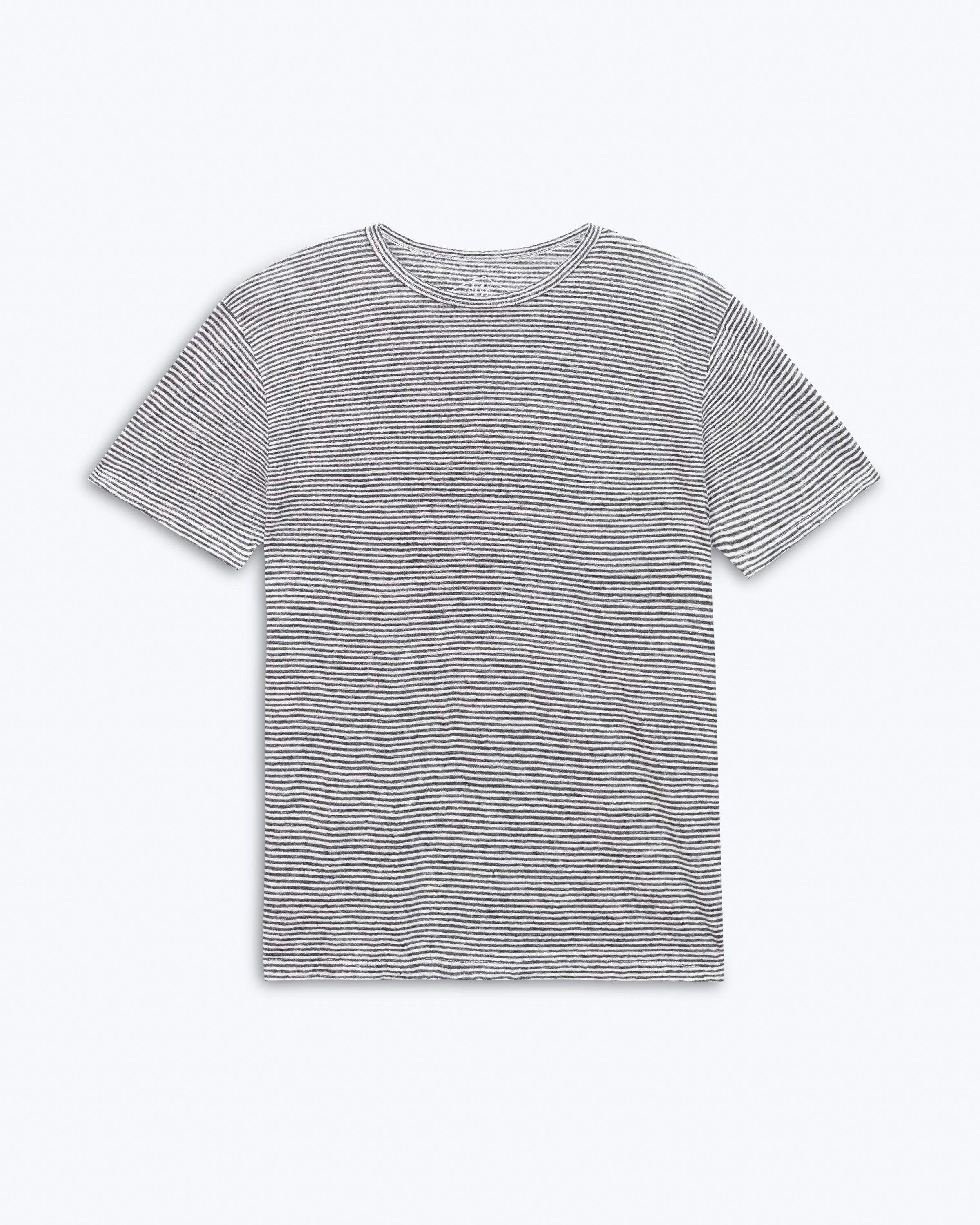Sun Knit Linen T-Shirt - Sustainable French Linen / Blue and White Stripe Lines