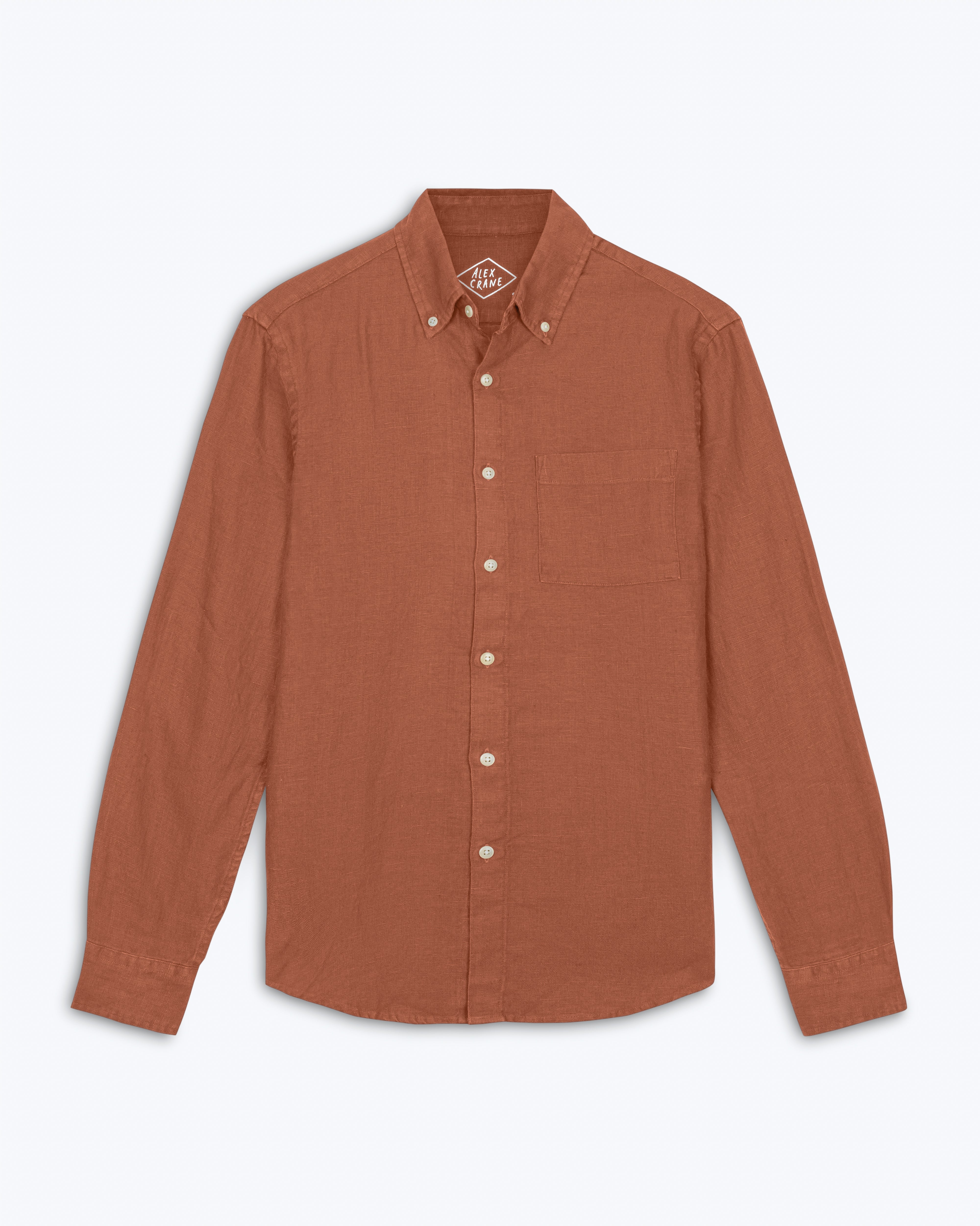 Playa Linen Button-Down Shirt - Sustainable French Linen / Faded Red Sequoia