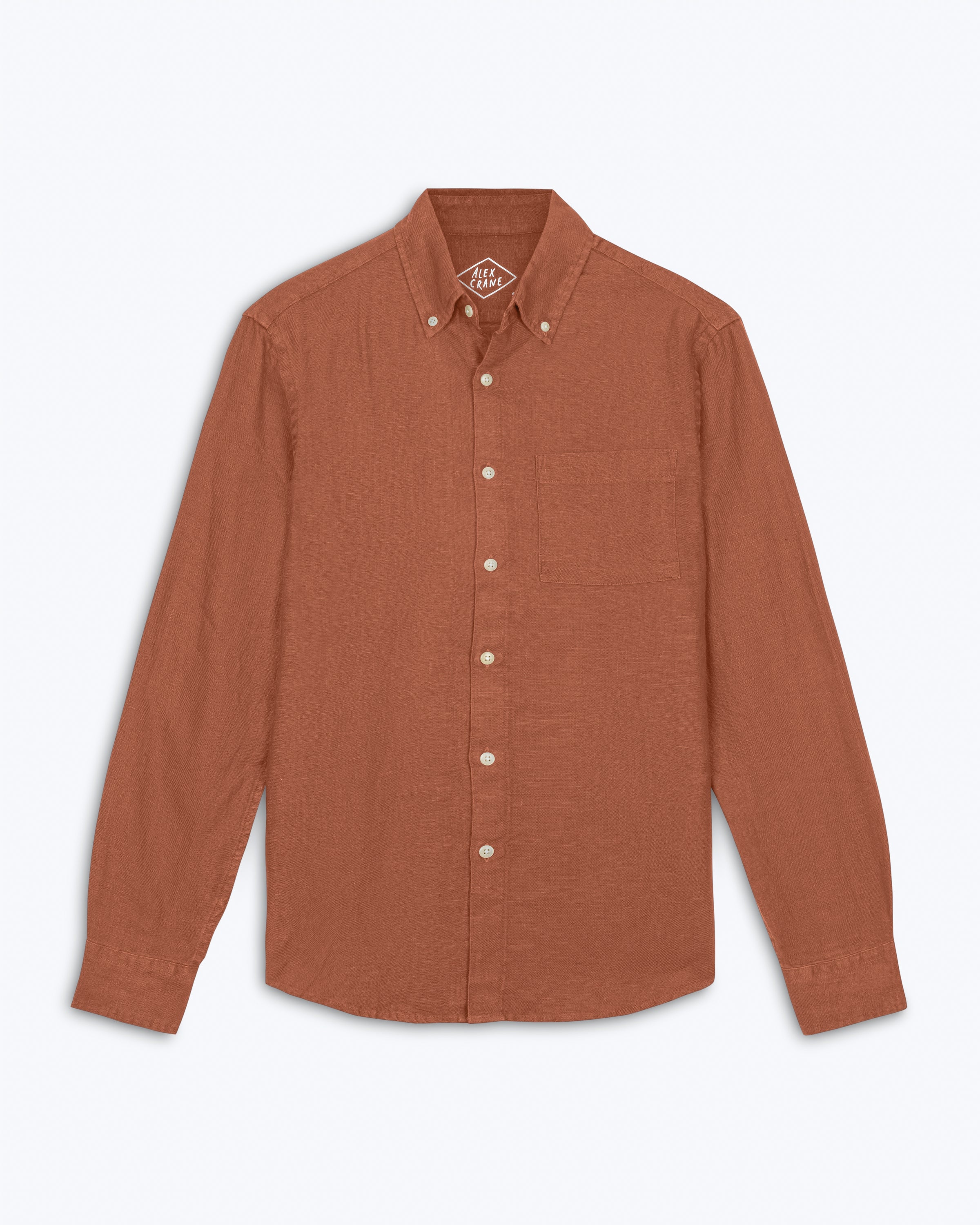 Playa Linen Button-Down Shirt - Sustainable French Linen / Faded Red Sequoia